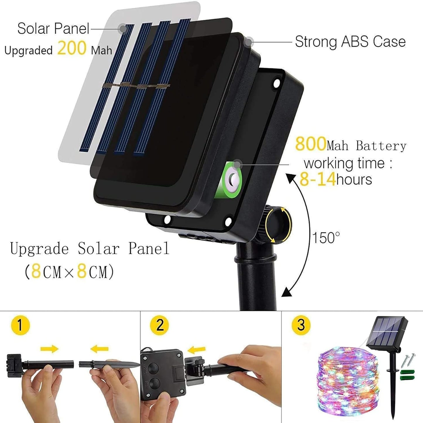 Ligarko Solar Fairy Lights Outdoor, 2 Pack Each14M/46Ft Garden Lights Solar Powered Waterproof, 120 LED 8 Modes Copper Wire Decorative Solar String Lights for Trees, Garden, Party (Multi-Coloured)