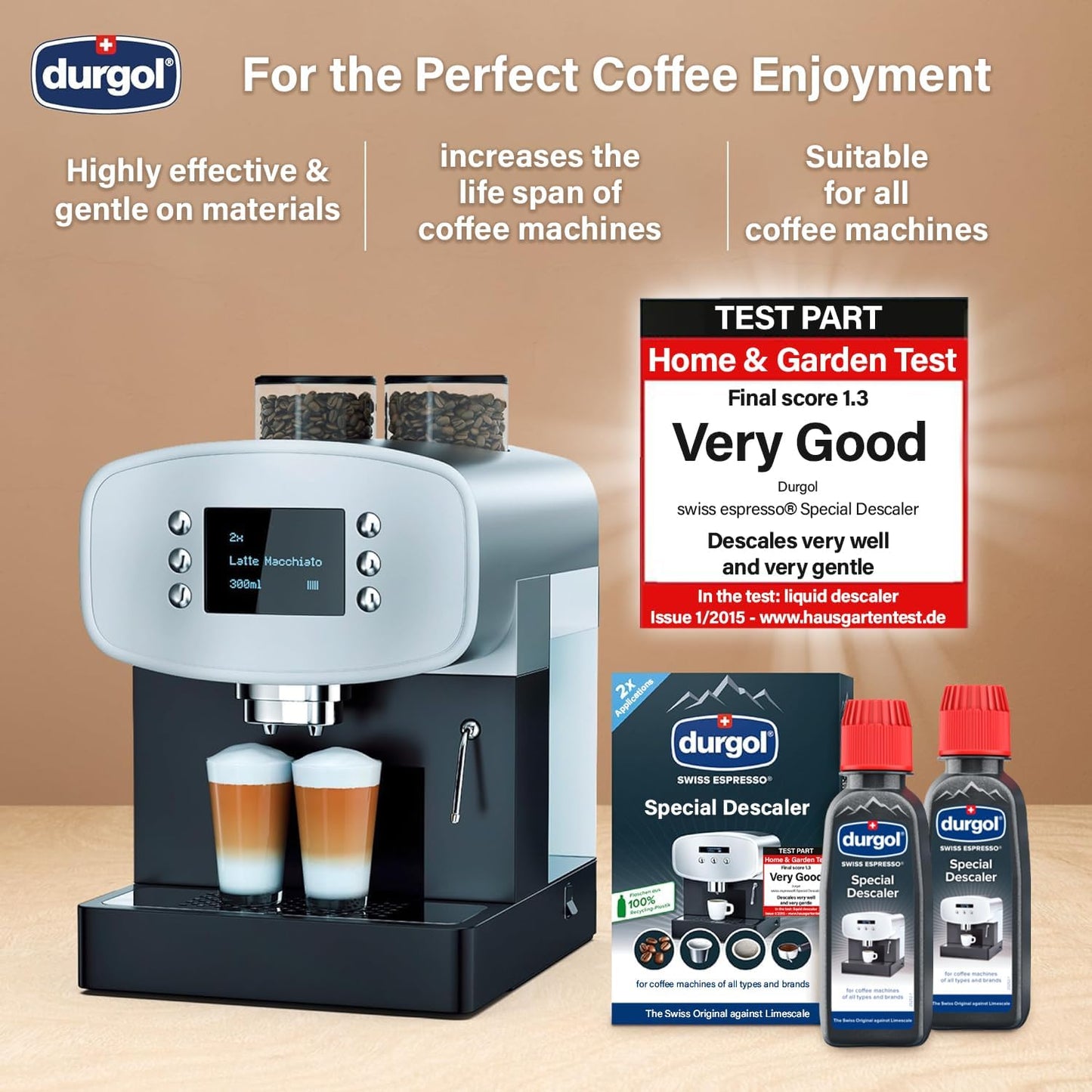 Durgol Swiss Espresso Special Decalcifier for all Coffee Machines, 2 x 125ml