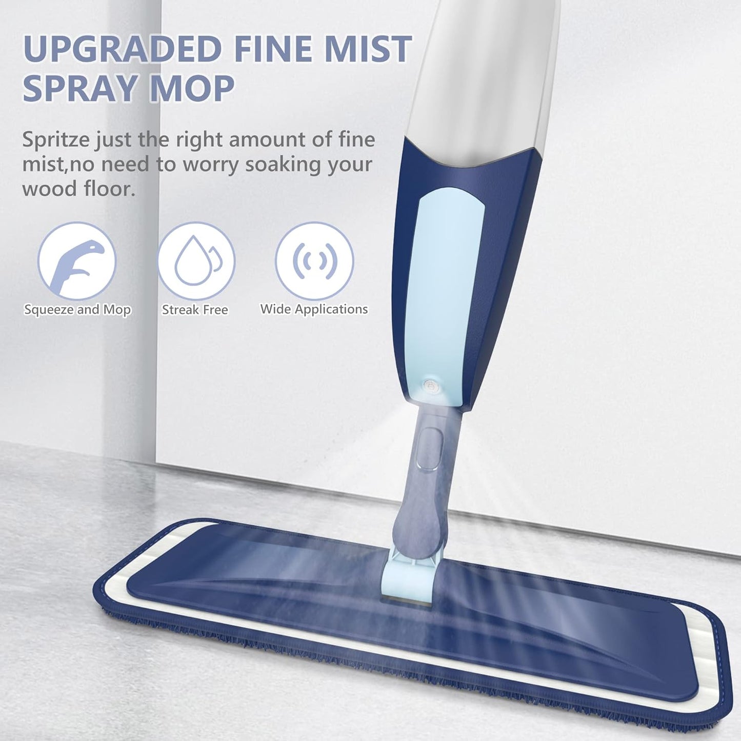 Spray Mop for Cleaning Floors Microfiber Floor Mop Wet Dust Flat Mop with 5 Washable Pads and Refillable Bottle for Home Kitchen Wood Laminate Vinyl Ceramic Hardwood Tiles