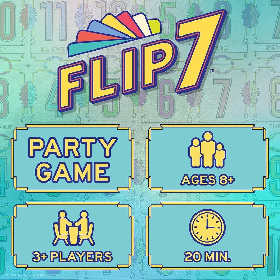 USAopoly | Flip 7 | Party Card Game | Ages 8+ | 3+ Players | 20 Minutes Playing Time, New