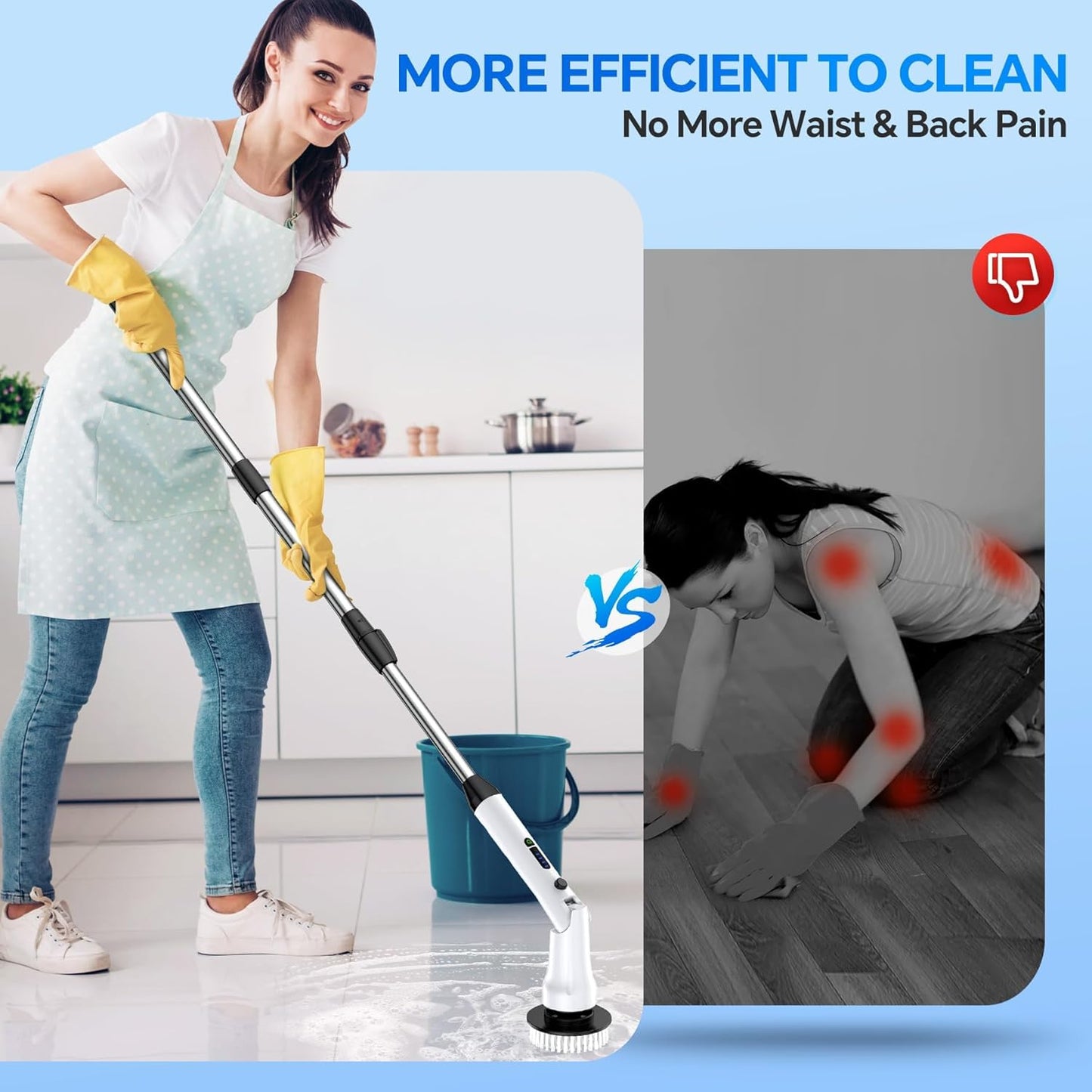 Airlovers Electric Spin Scrubber 2025 – Powerful Cleaning Tool with 3 Adjustable Angles & 8 Interchangeable Brush Heads | Perfect for Floors and Surfaces