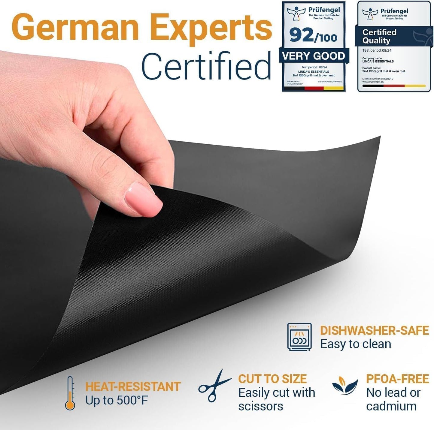 Oven Liners for Bottom of Oven (2 Pack) - Universal Non-Stick Liner for Fan Assisted Cooking, 32 x 50 cm Kitchen Essentials, Protector Sheets, Save Time & Clean Easily (Black)