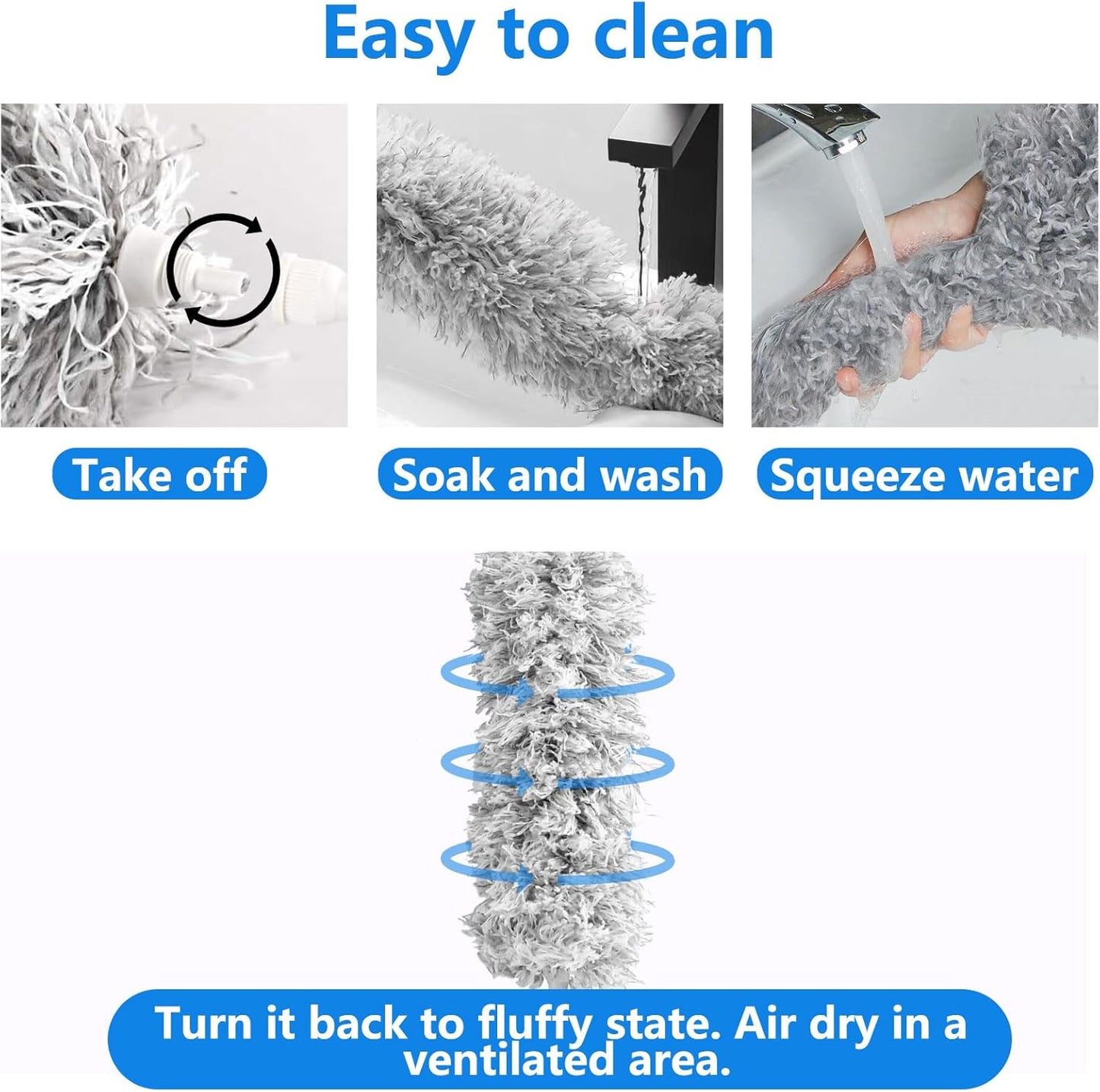ASelected Extendable Microfiber Duster Duster with 108" Telescoping Extension Pole No Scratch to Ceiling Washable Hand Duster for Cleaning High Ceiling Fans Blinds Cobweb Cars