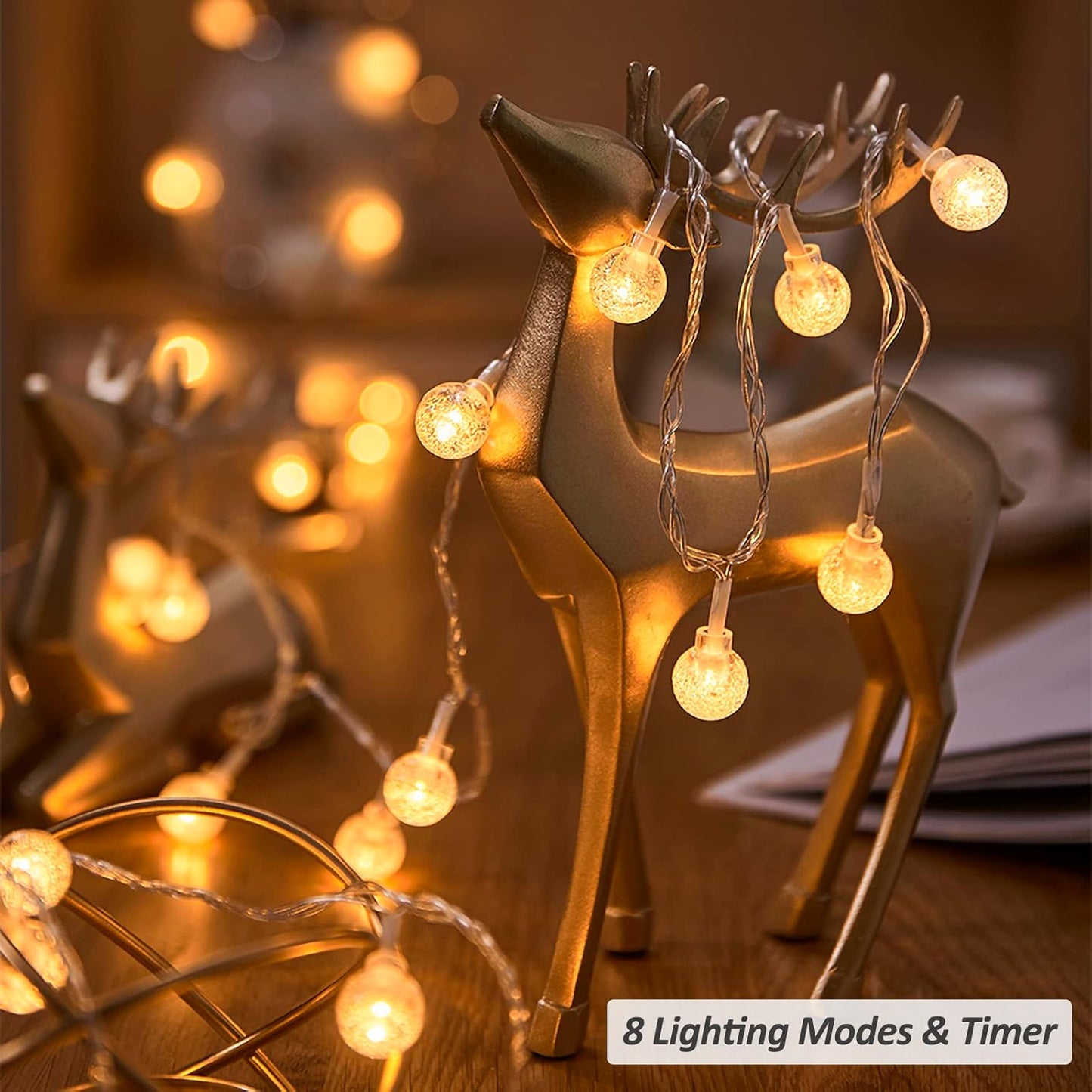 Zorela Globe Fairy Lights, 15M/49ft 100 LED Globe String Lights with Remote - USB or Battery Powered - 8 Modes - Outdoor Indoor String Fairy Lights for Christmas, Balcony, Gazebo, Garden, Camping