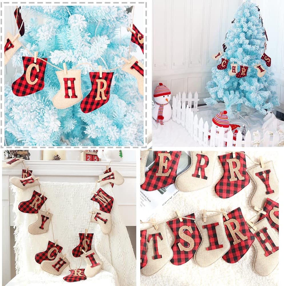 Merry Christmas Banners, Christmas Burlap Banners,Christmas Flags Hanging Decorations, for Christmas Party Decorations Outdoor Indoor