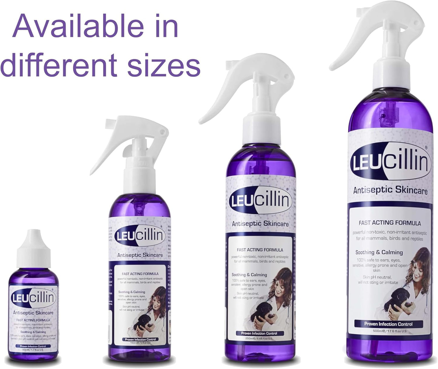 Leucillin Natural Antiseptic Spray - Antibacterial Antifungal Antiviral for Dogs Cats All Animals Itchy Skin Minor Wound Care and Skin Health | 150ml