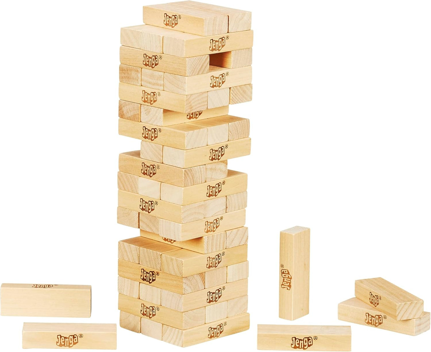 Hasbro Gaming Jenga Family Game, Outdoor Games for Kids, Classic Strategy Stacking Game for 1+ Players, Fun for Parties, Travel, and Ages 6+