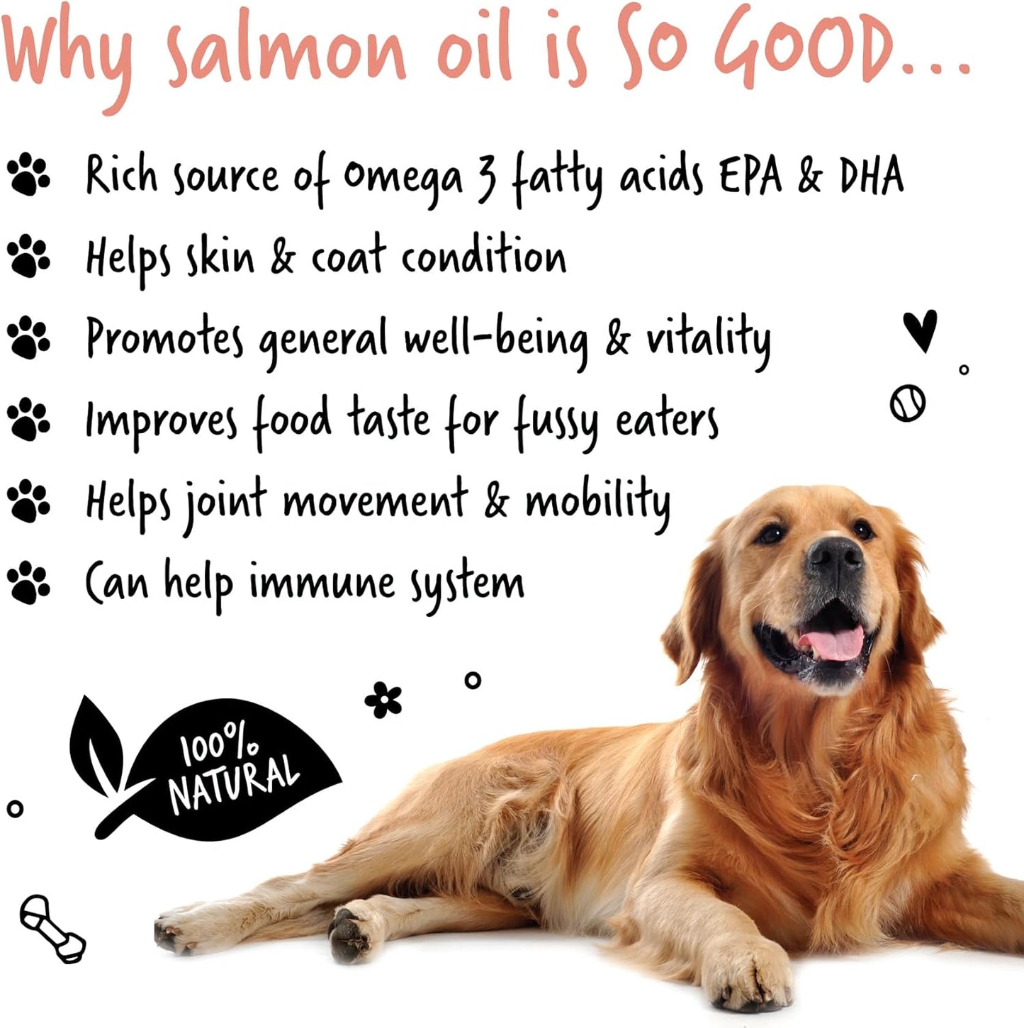 Bugalugs Scottish Salmon Oil For Dogs & Cats, Dog Supplement Support for Skin And Coat, Itchy Skin & Moulting, Omega 3 Fish Oil (Salmon, 500ml)