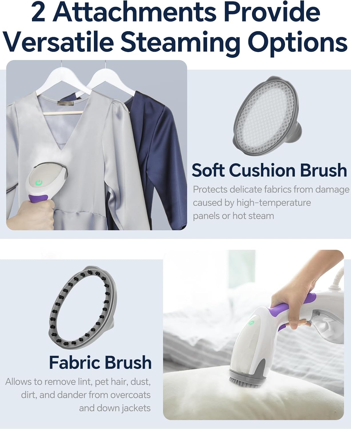 BEAUTURAL Steamer for Clothes, Portable Handheld Garment Fabric Wrinkles Remover, 30-Second Fast Heat-up, Auto-Off, Large Detachable Water Tank