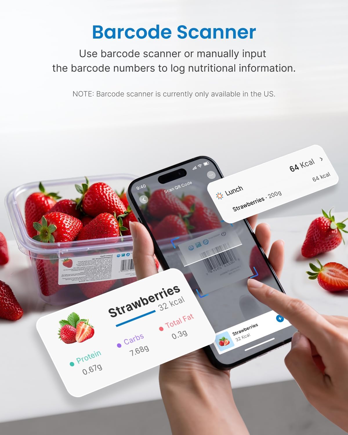 RENPHO Kitchen Scales for Accuracy Measurements, Smart Food Scales with App Food Database Nutritional Calculator, Food Weighing Scales for Baking, Weight Loss, Calorie Counting, 5 Units Conversion