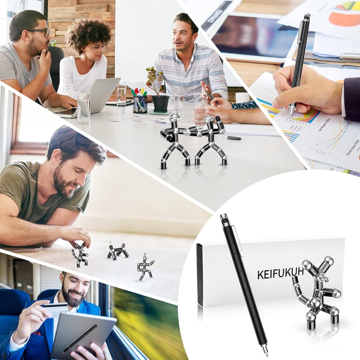 Fun Men Gifts Fidget Gel Pens - Unique Birthday Gift for Mens, Novelty Christmas Stocking Fillers Easter Anniversary Valentines Day Present Ideas Small Gadgets, Cool Secret Santa Gift for Him