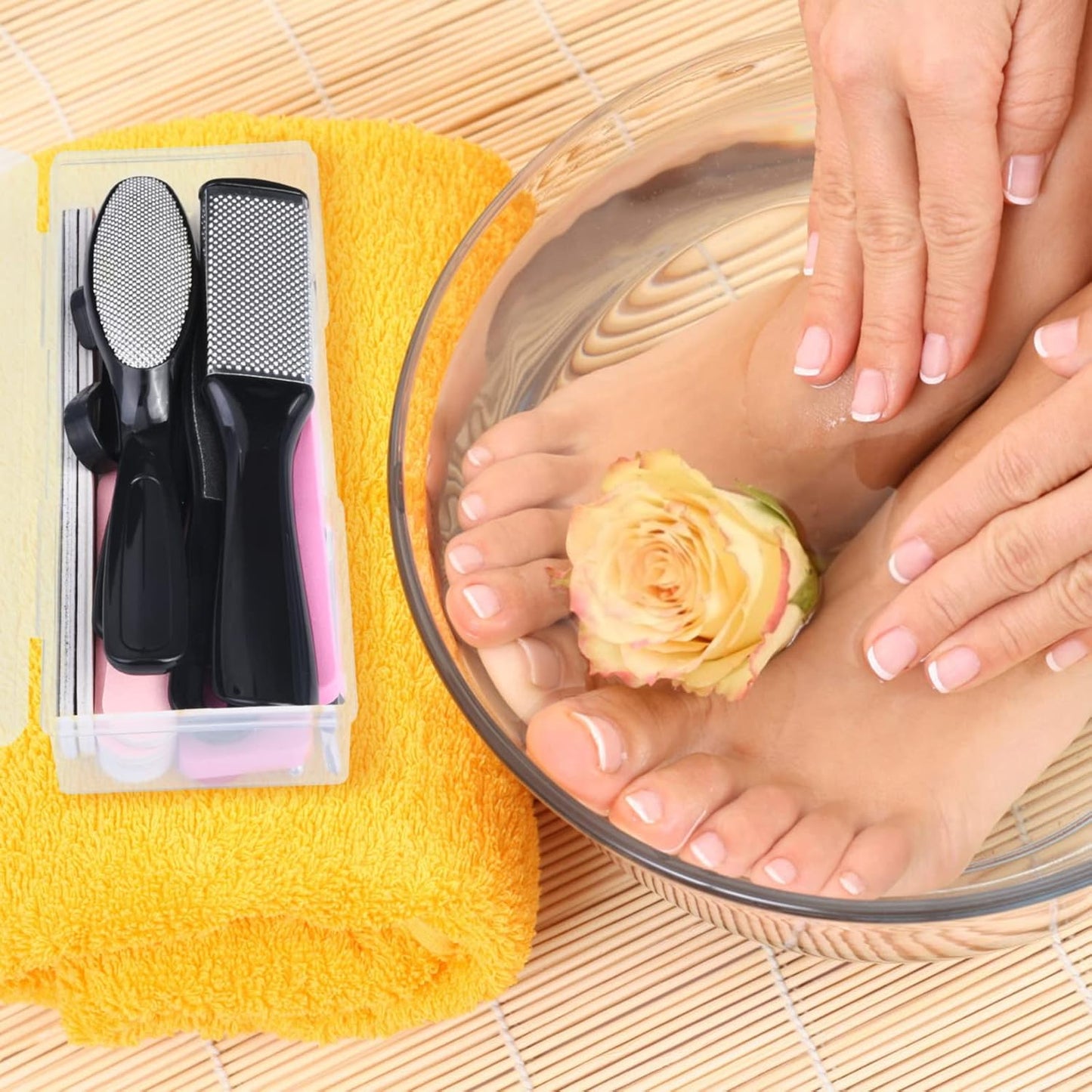 Foot File Pedicure Set, 30 in 1 Foot Files Foot Care Scrubber Kit Hard Skin Remover Feet Scrub for Women Men Salon or Home(Black)