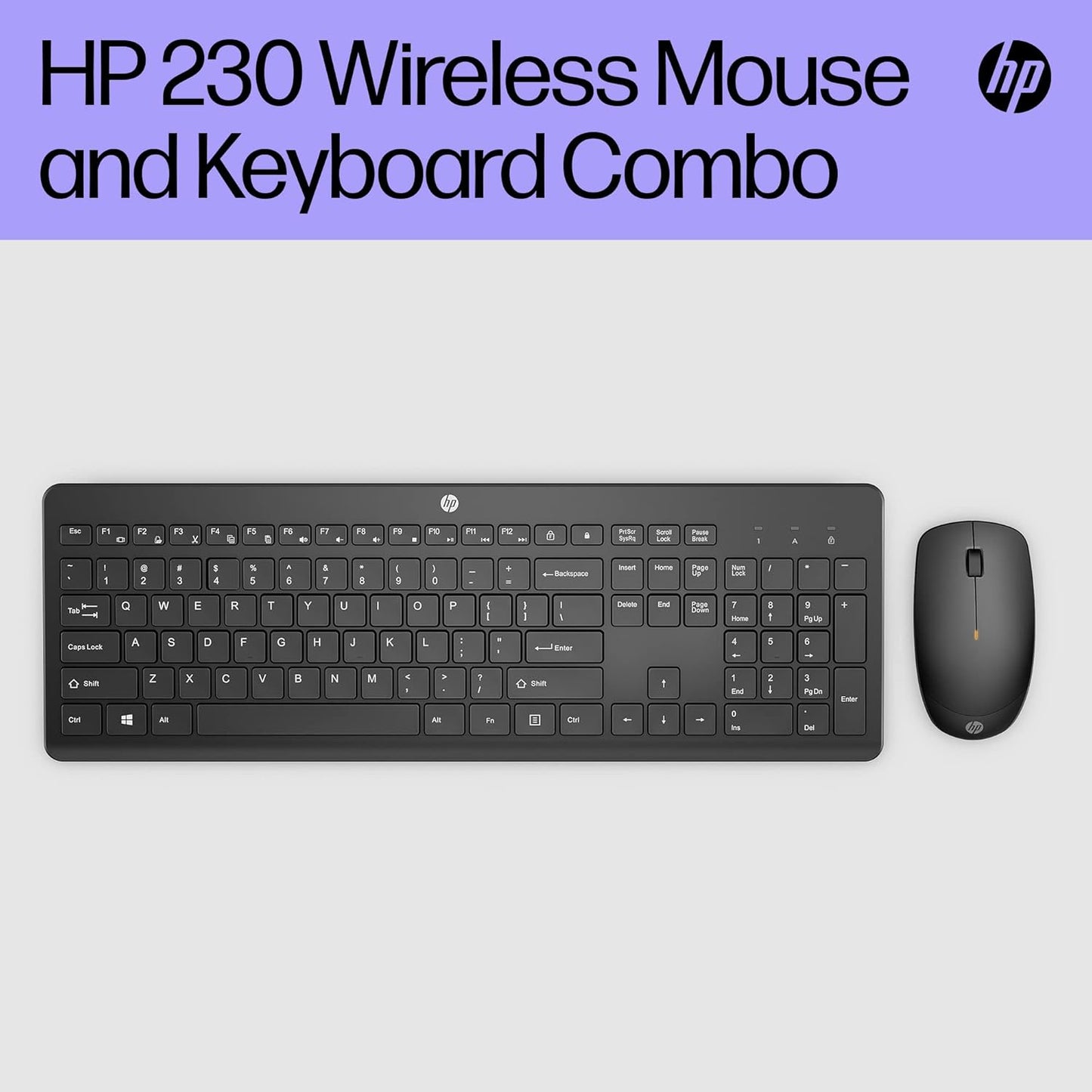 HP 230 Wireless Keyboard and Mouse Combo Set, 2.4 GHz Wireless USB-A Nano Receiver, Up to 1600 dpi, Up to 16 Months Battery Life - Black