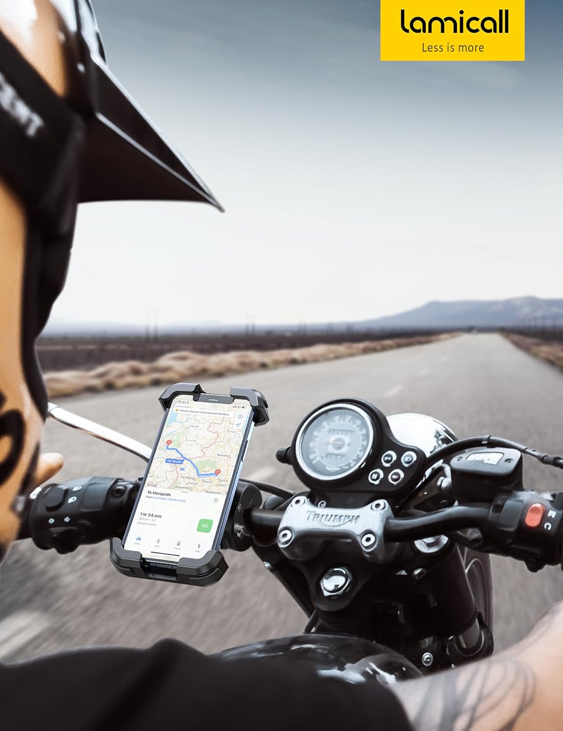 Lamicall Motorcycle Phone Holder Bike - Motorbike Phone Mount, Bike Phone Holder with Quick Release Handlebar Clamp for iPhone 16 15 14 Pro Max Plus, 13 12 11 Pro Max Mini, Xs XR X, SE, 4.7-6.8” Phone