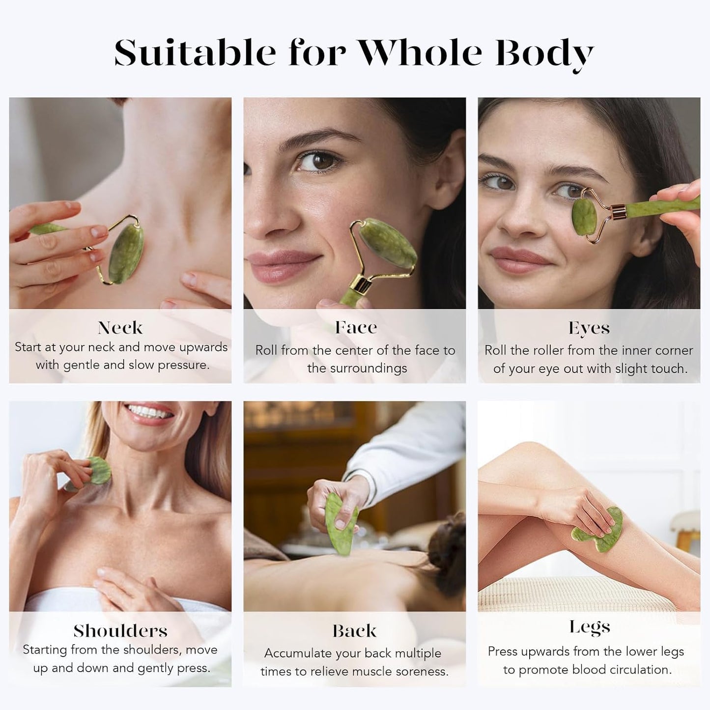 BAIMEI Gua Sha Set and Jade Roller, Jade Gua Sha & Face Rollers for Women, Self Care Gifts for Women, Body Muscle Relaxing, Improve Eye Puffiness, Skin Care Gift