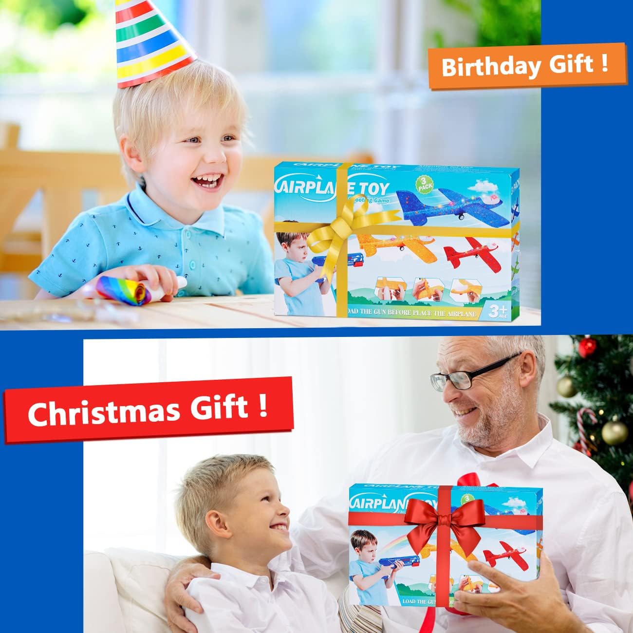 Winstico Boys Toys Age 4 5 6 7 8 9 Year Old Boy Gifts, Airplane Launcher Toy with 3 Pack Foam Glider Planes, Outdoor Garden Toys Birthday Present Gift for Kids Age 3 4 5 6 7 8 9 Year Old Boys