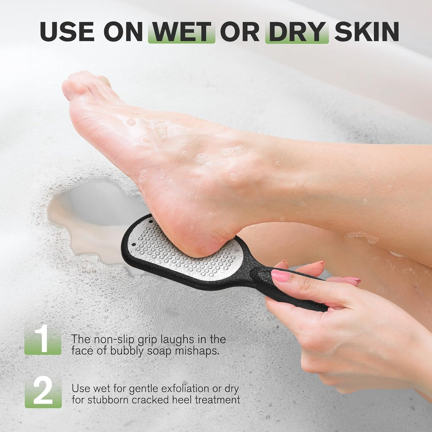 FERYES Foot File Callus Remover with Dead Skin Catcher – The Genius Foot Scrubber for Mess-Free Pedicures, Heel Scraper for Cracked Heel Treatment, Wet & Dry Use Feet Rasp - Black