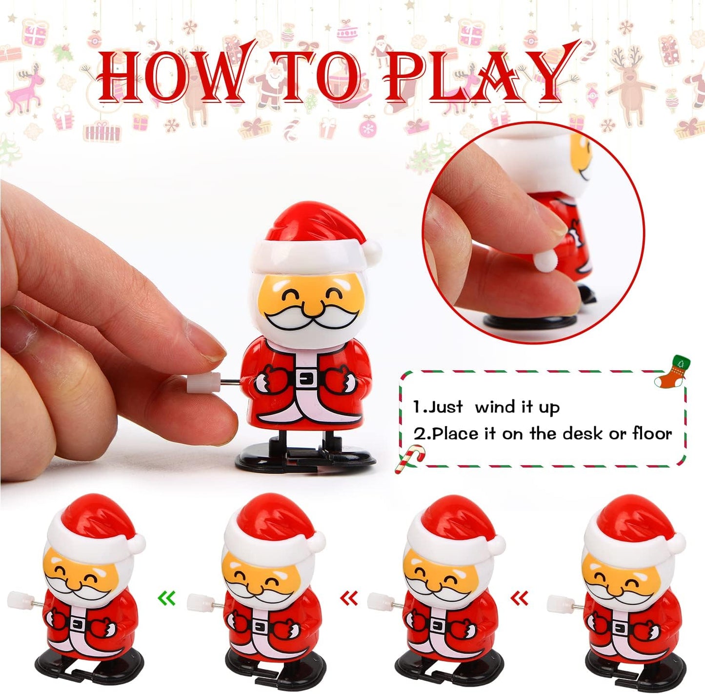 LOKIPA Christmas Wind Up Toys, 8 Pieces Assortments Christmas Clockwork Toys Xmas Stocking Stuffers for Kids Gifts