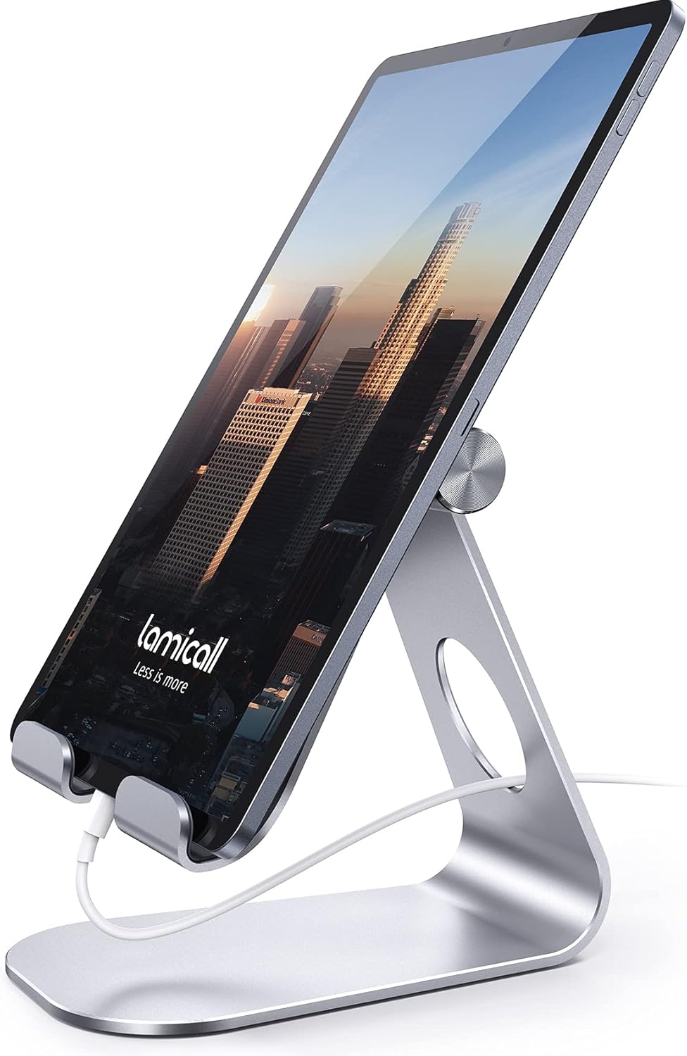 Lamicall Tablet Stand, Adjustable Tablet Holder - Desktop Stand Dock Compatible with New iPad 2024 Pro 9.7, 10.5, 11, 12.9, 13, Air mini 2 3 4 5 6, Switch, Samsung Tab, other Tablets - Silver