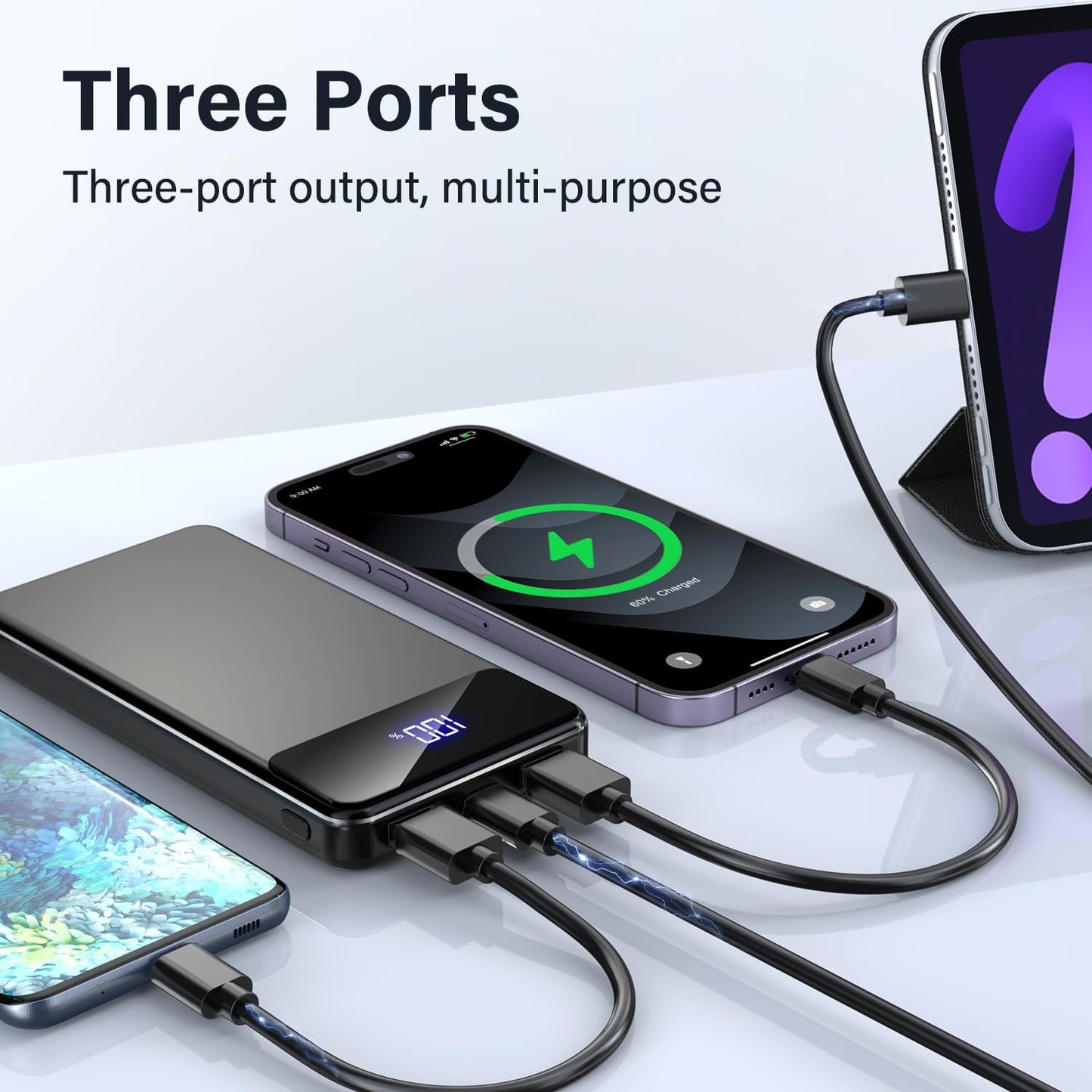 Power Bank, Portable Charger 12000mAh Fast Charging PD22.5W USB-C/USB-A Output, PowerBank Phone Battery Pack for iPhone 16 15 14 13 Plus Pro Max Mini Glaxy