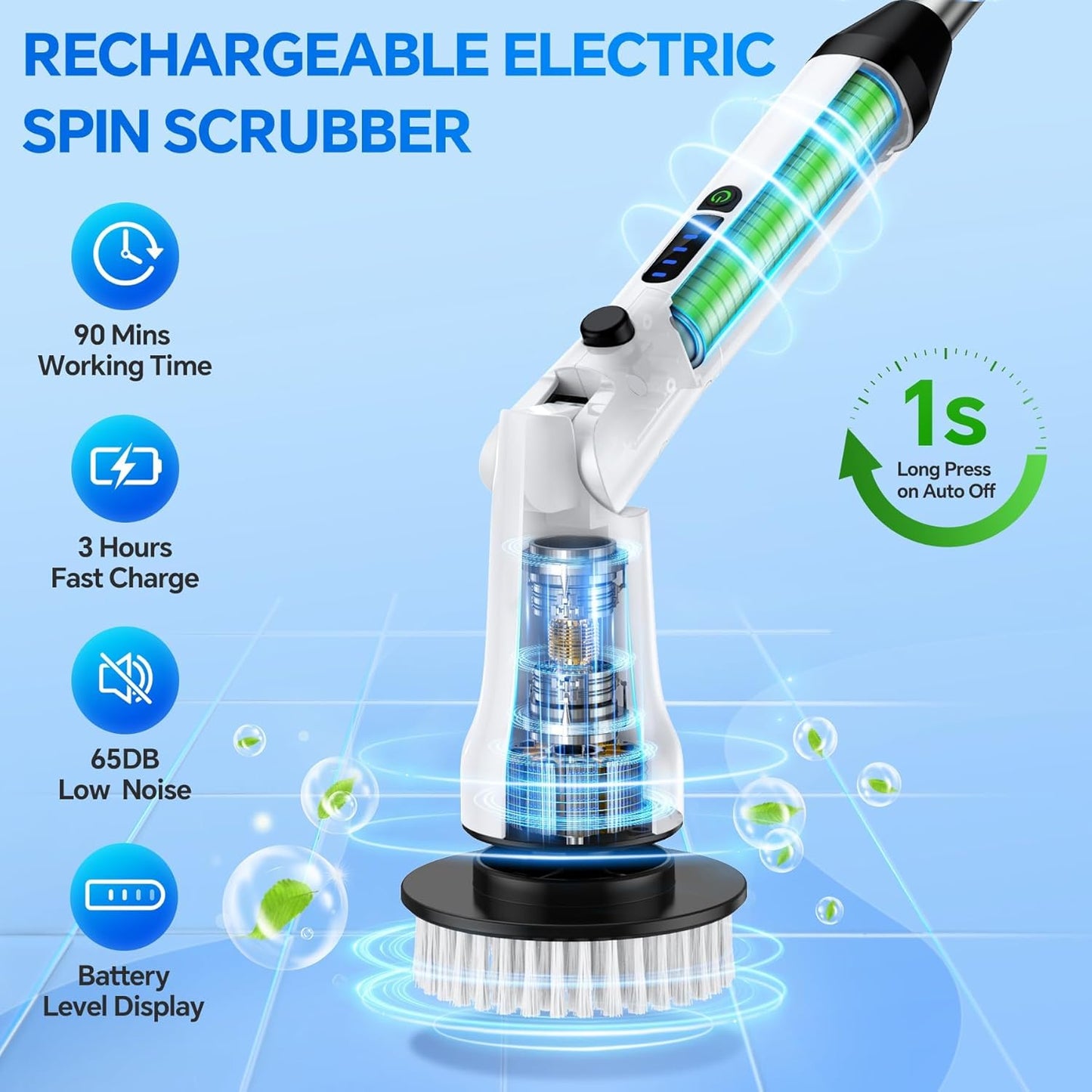Airlovers Electric Spin Scrubber 2025 – Powerful Cleaning Tool with 3 Adjustable Angles & 8 Interchangeable Brush Heads | Perfect for Floors and Surfaces