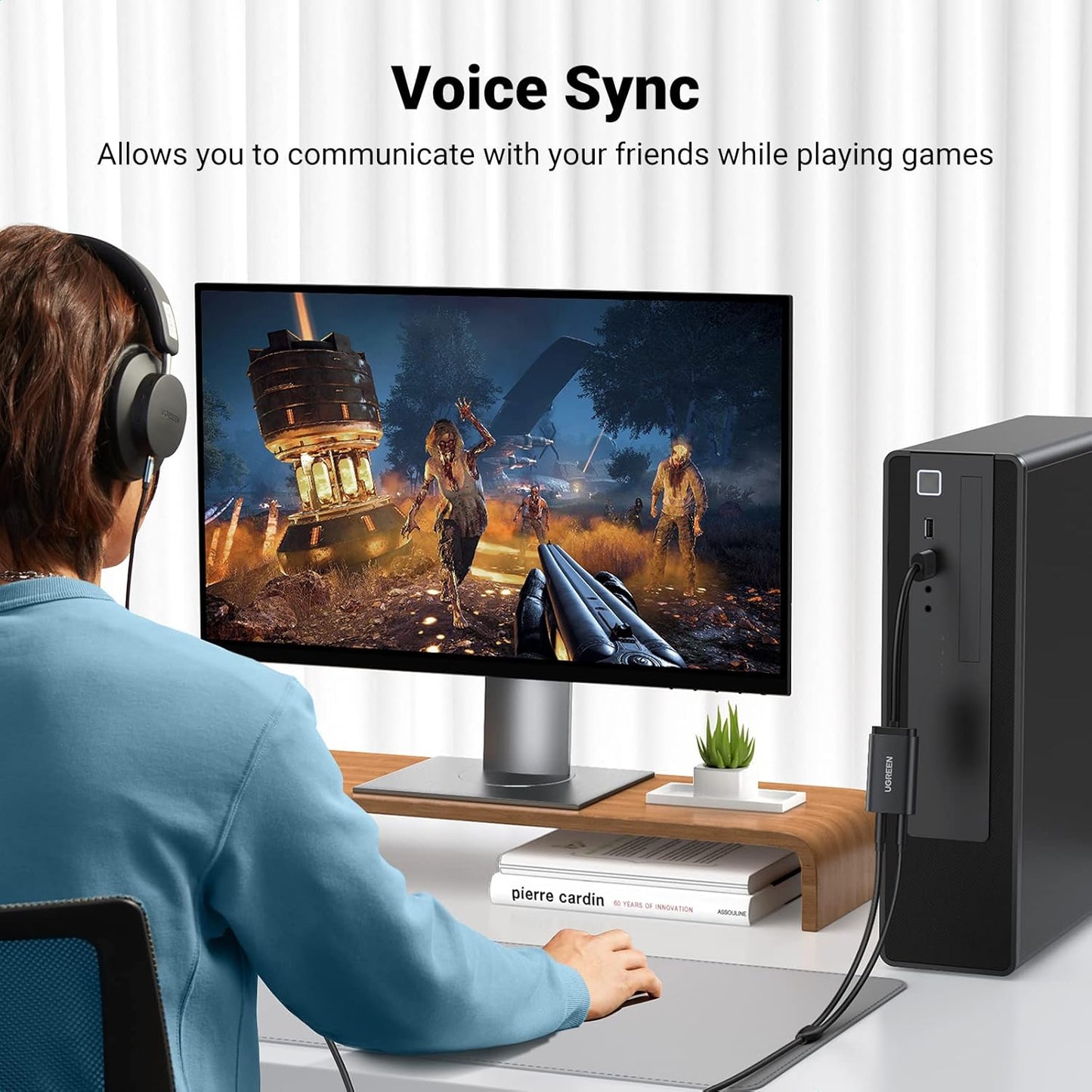 UGREEN USB Sound Card USB 2.0 to 3.5mm Jack Audio Adapter Dual Aux Stereo Headphone Microphone Splitter External DAC Dongle Compatible with Laptop PC PS5 PS4 Raspberry Pi 4 Mac Windows Linux Headset