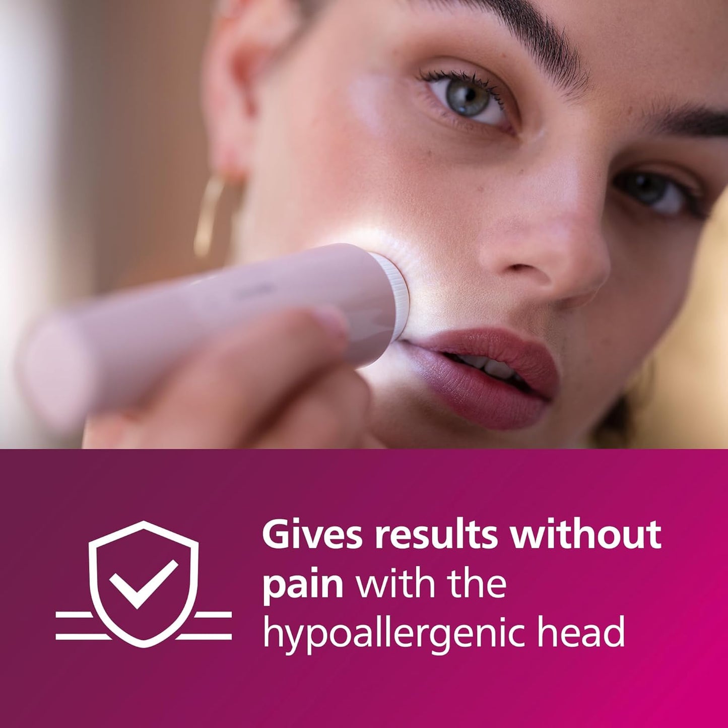 Philips Facial Hair Remover 5000 Series, Personal Groomer for Women, Cordless and Compact, with Hypoallergenic Head, Gentle and Quick Facial Hair Removal, Easy Finishing Touch-Ups, Model BRR454/00