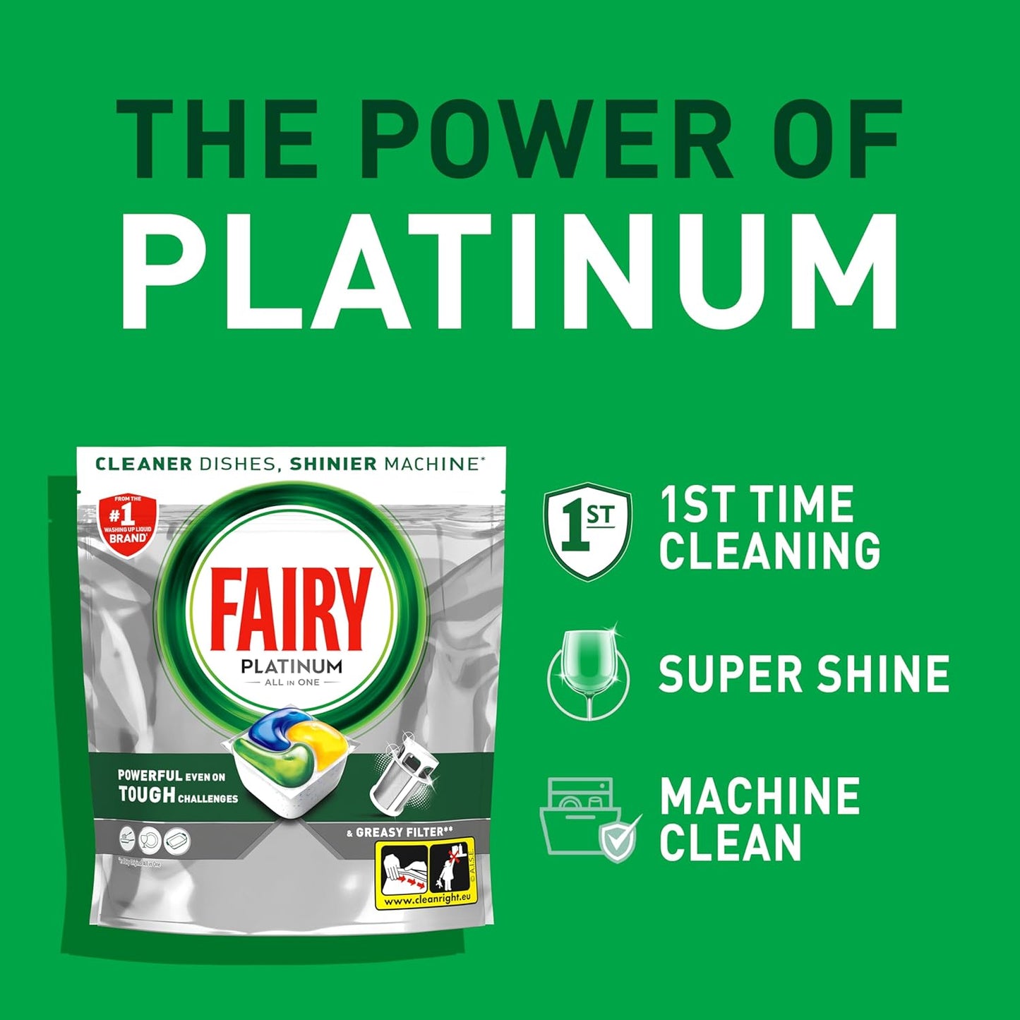 Fairy Platinum All-In-1 Dishwasher Tablets Bulk, 74 Tablets, Lemon, With Greasy Filter & Rinse Aid Action