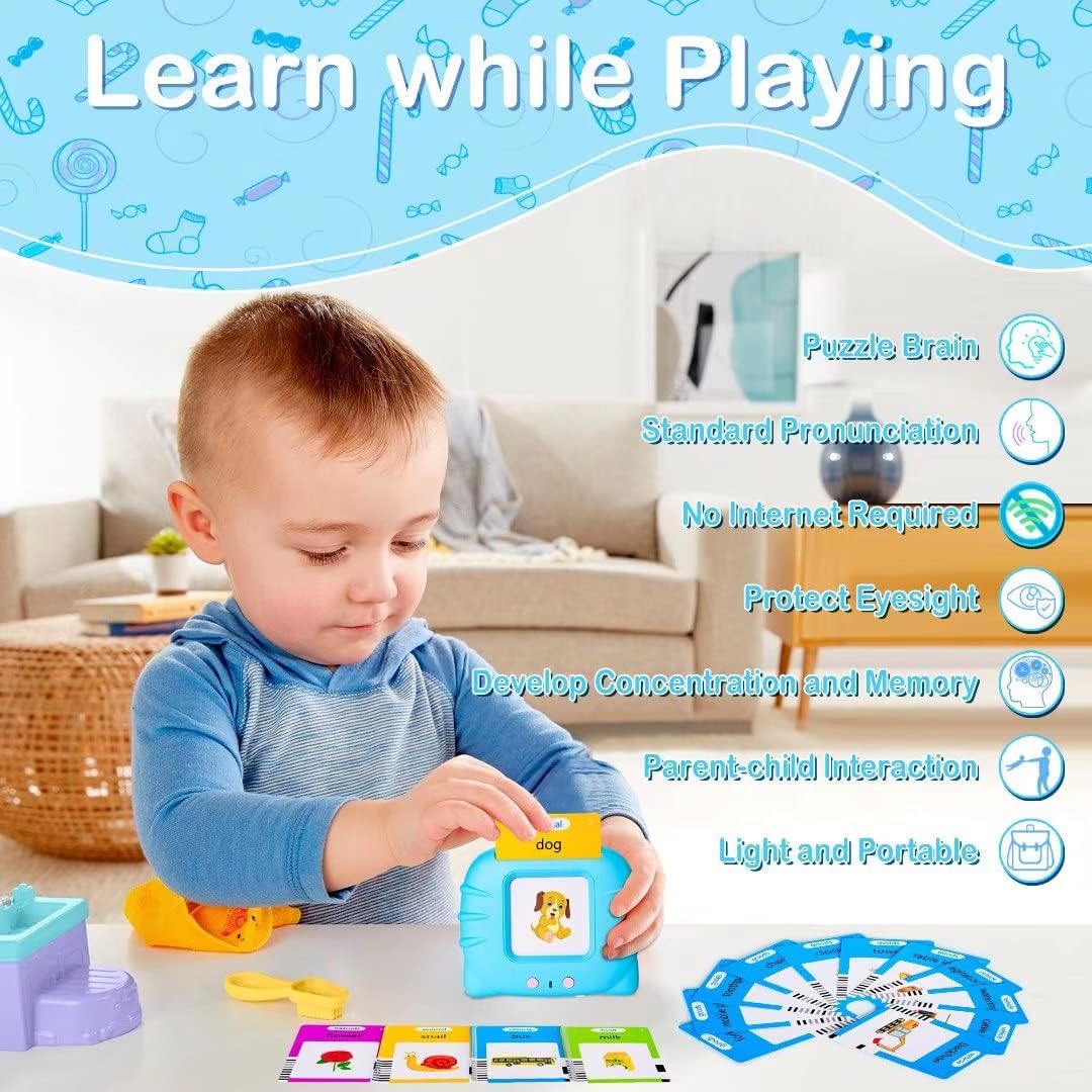 Talking Flash Cards Early Educational Toys for 3 4 5 6 Year Old Baby Boys Girls, Preschool Learning Reading Machine with 224 Words, Montessori Interactive Gift for Kids Toddlers