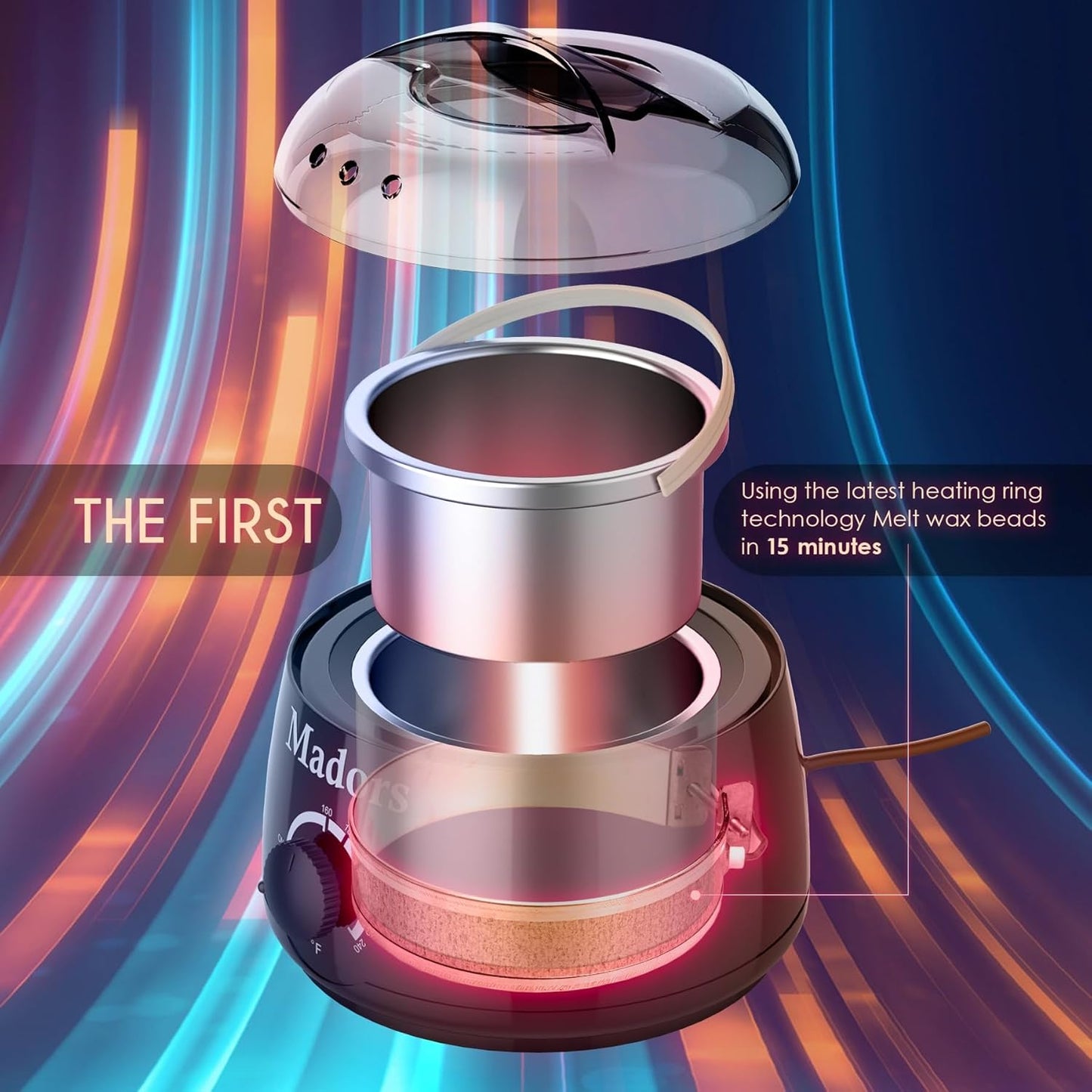 Madors Waxing Kit for Women Heating Ring Wax Warmer Wax Kit for Hair Removal Intelligent Temperature Control Wax Machine with Hard Wax Beads (Black)