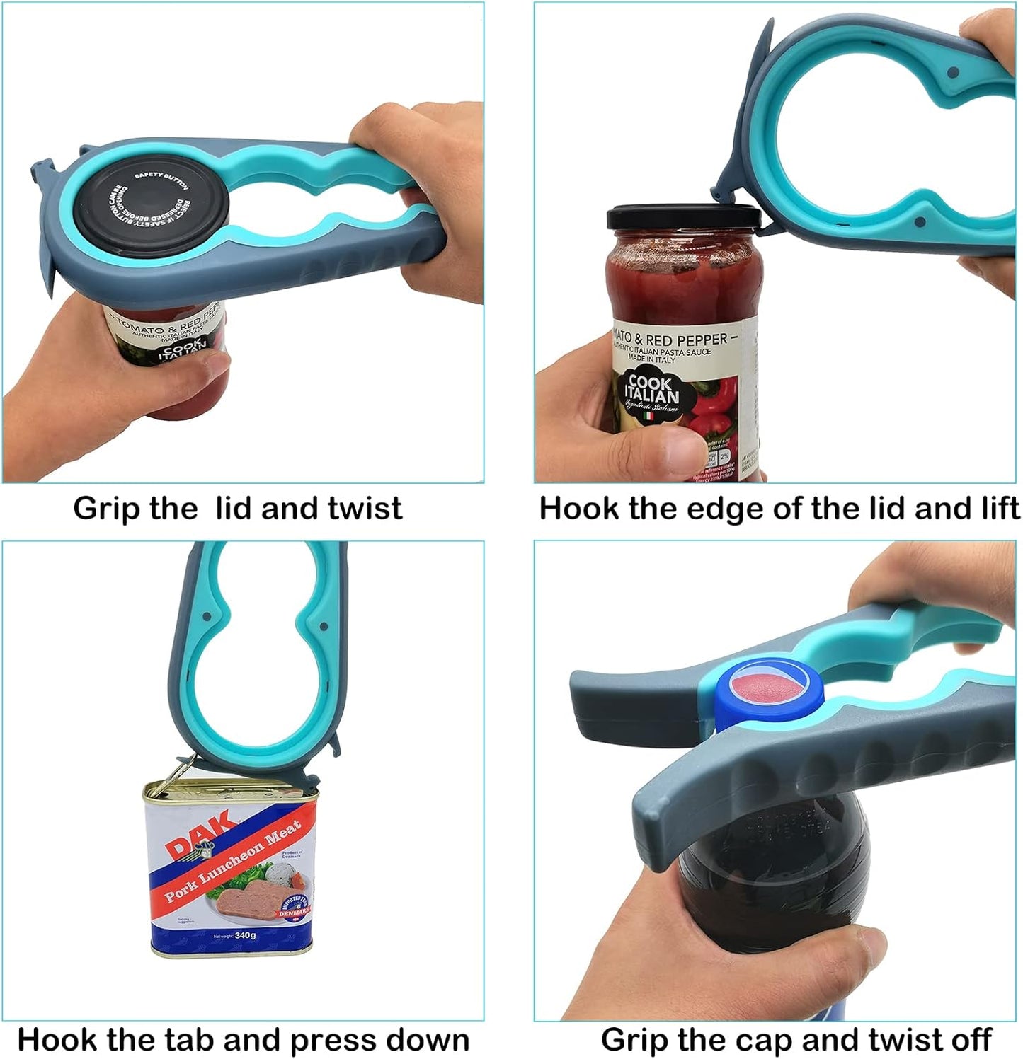 Otstar Jar Opener Bottle Opener and Ring Pull Can Opener for Weak Hands Arthritis Hands, Elderly