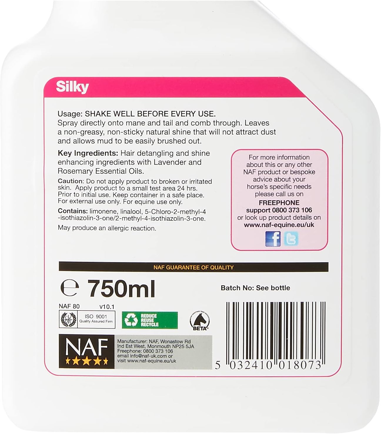 NAF Silky Mane & Tail D-Tangler, 750ml (Pack of 2)