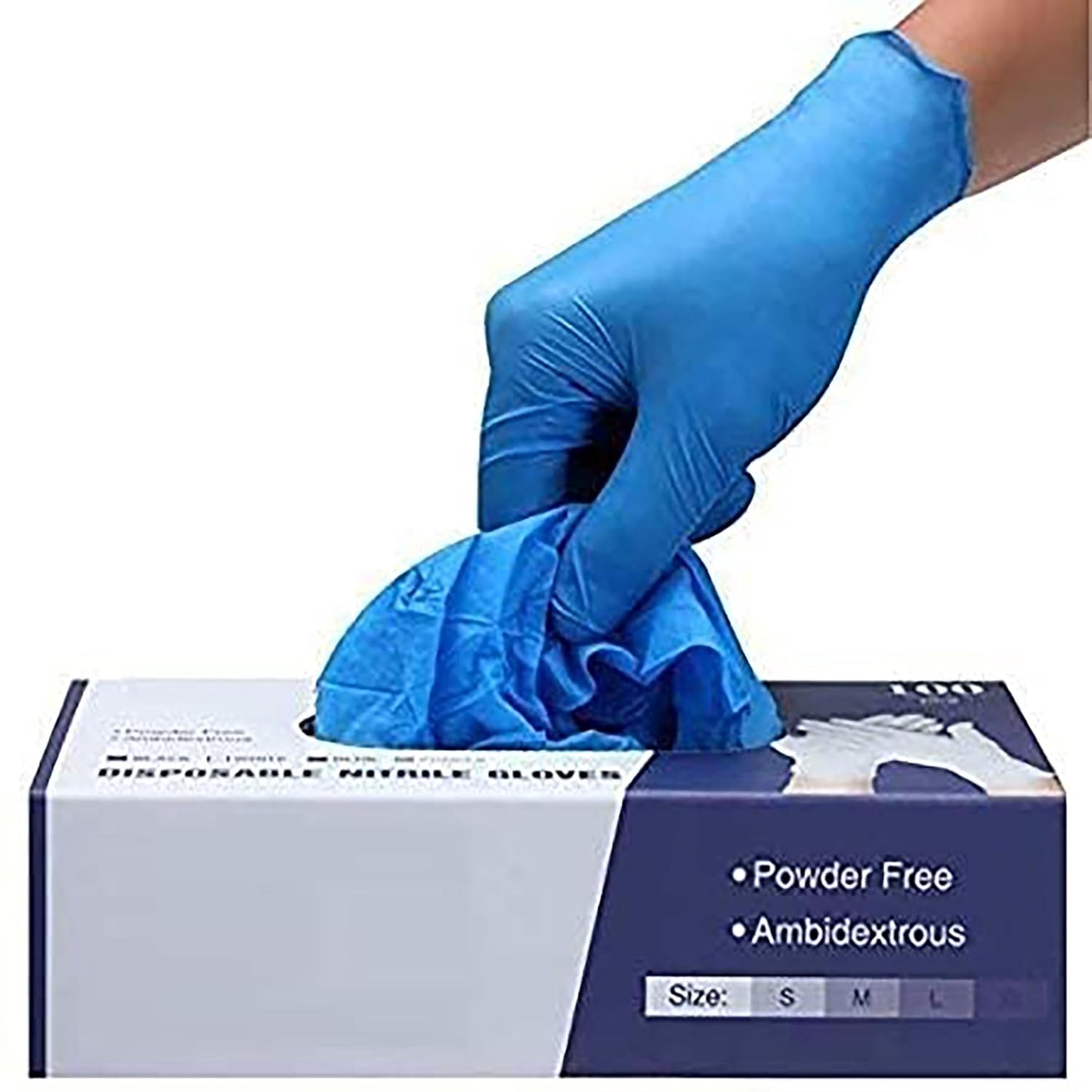 Disposable Gloves - Latex-Free Nitrile Gloves, Pack of 100, Powder-Free, Food Safe, Medical Grade (Large, Blue)