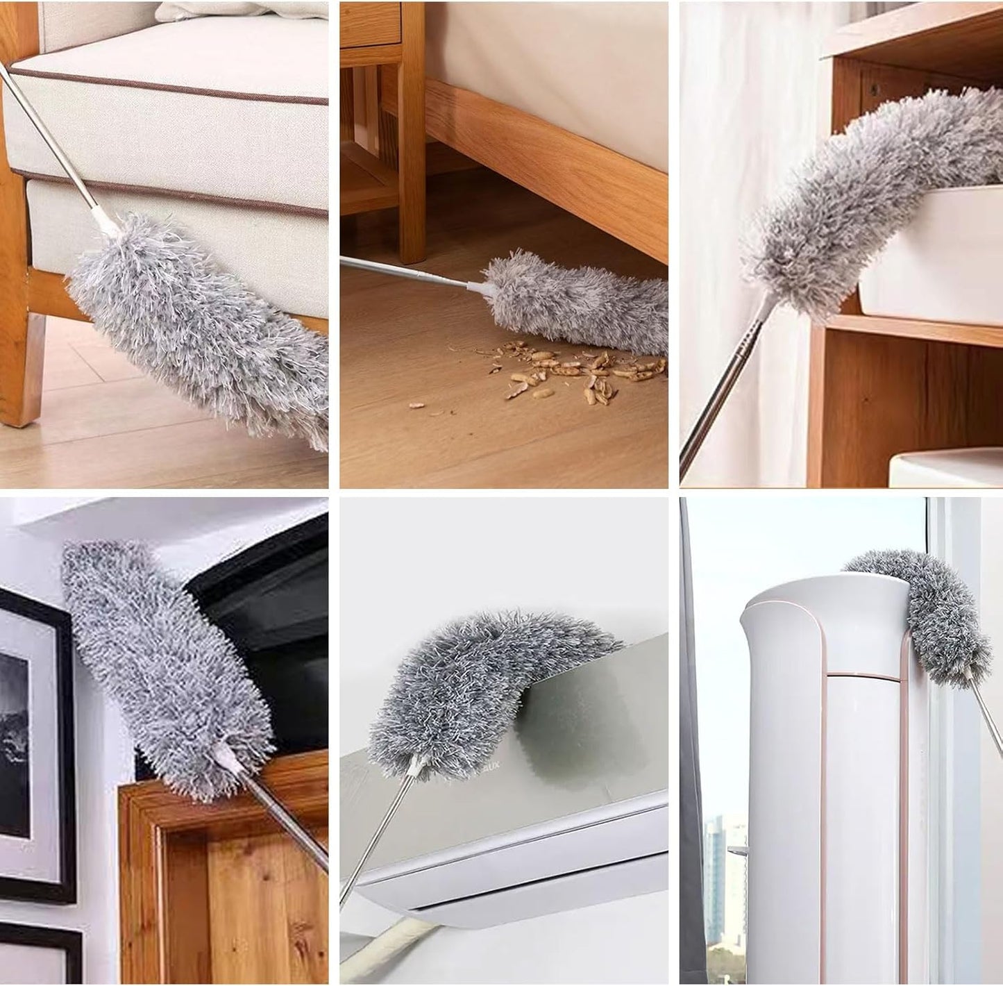 ASelected Extendable Microfiber Duster Duster with 108" Telescoping Extension Pole No Scratch to Ceiling Washable Hand Duster for Cleaning High Ceiling Fans Blinds Cobweb Cars