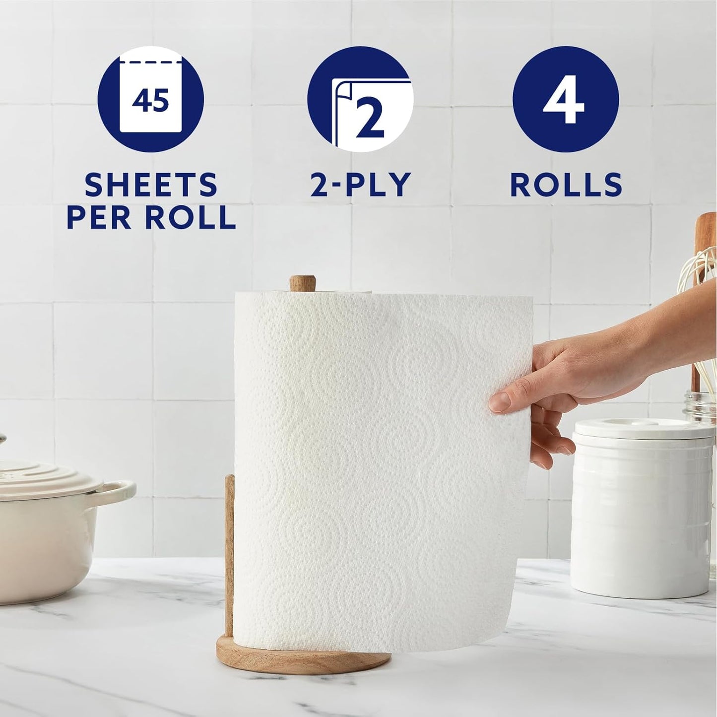 ULTRA Kitchen Roll, Extra Absorbent, 4 Rolls (Pack of 1), 45 Sheets per Roll, Wring and Reuse, FSC Certified