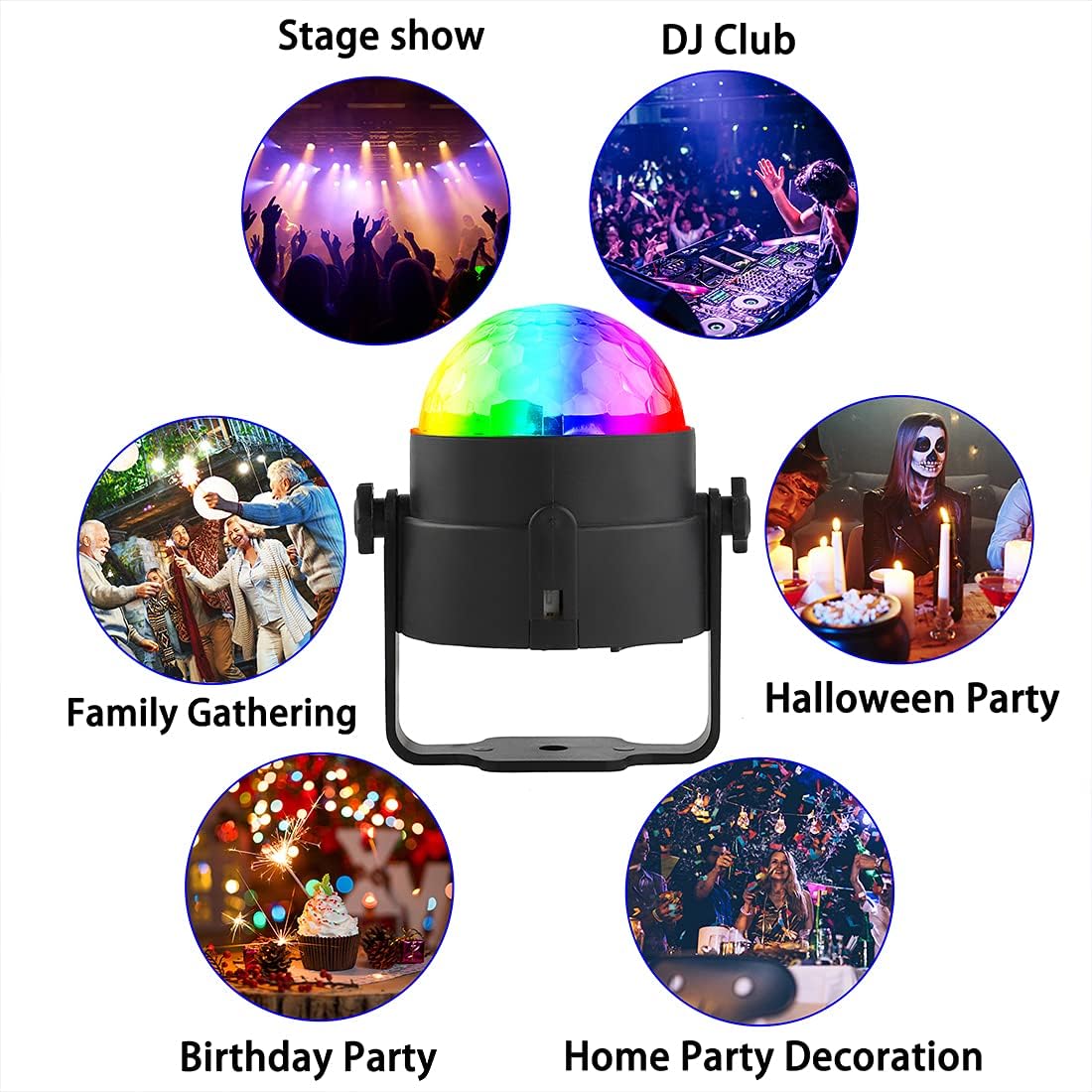 Disco Lights, SEBRUANC Mini Disco Ball LED Party Lamp Music Controlled Disco DJ 360° Rotating Ball Light 3W RGB Stage Lights with Remote Control for Home Parties Birthday KTV Party Christmas 1pc