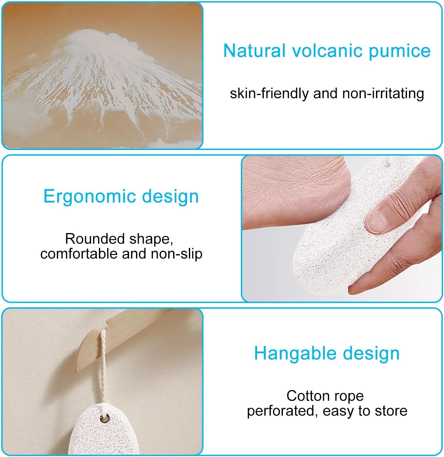 zoerbufan Pumice Stone for Feet/Hands/Body, Natural Lava Pumice Stone for Dead Hard Skin Removal, Foot Scrubber, White Calluse Remover, Foot File for Men/Women for Exfoliation