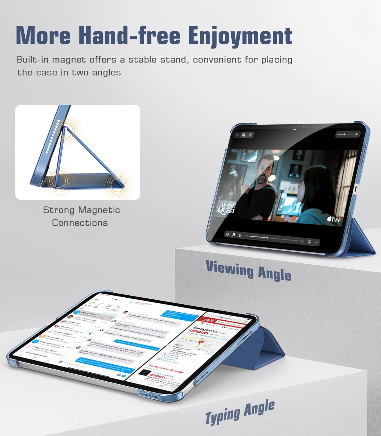 TiMOVO Case for iPad (A16) 11th Generation 11 Inch 2025/iPad 10th Generation 10.9 Inch 2022, Slim Stand Cover with Hard Translucent Back, Support Touch ID, Auto Wake/Sleep, Abyss Blue