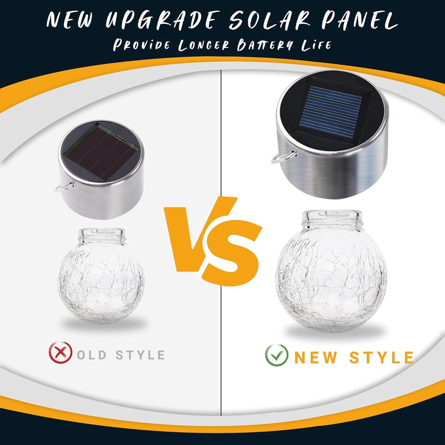 GIGALUMI 8 Pack Solar Outdoor Lights - Hanging Lights for Christmas Decoration - Cracked Glass, Waterproof for Garden, Yard, Fence, Tree (Warm White)