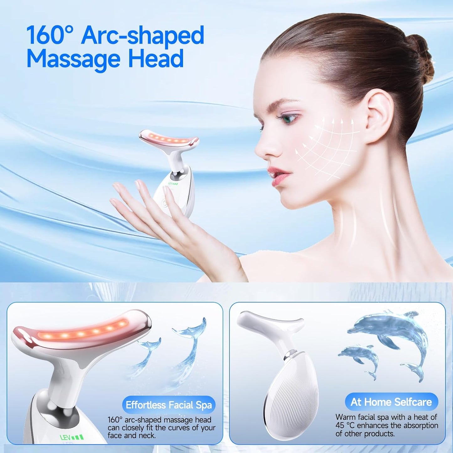 Face Massager, Electric Face Device with 3 Modes & 45°C for Skin Toning Beauty Devices, 7 Color Anti-Wrinkle Face Device & Neck Massage Facial Massager for Women