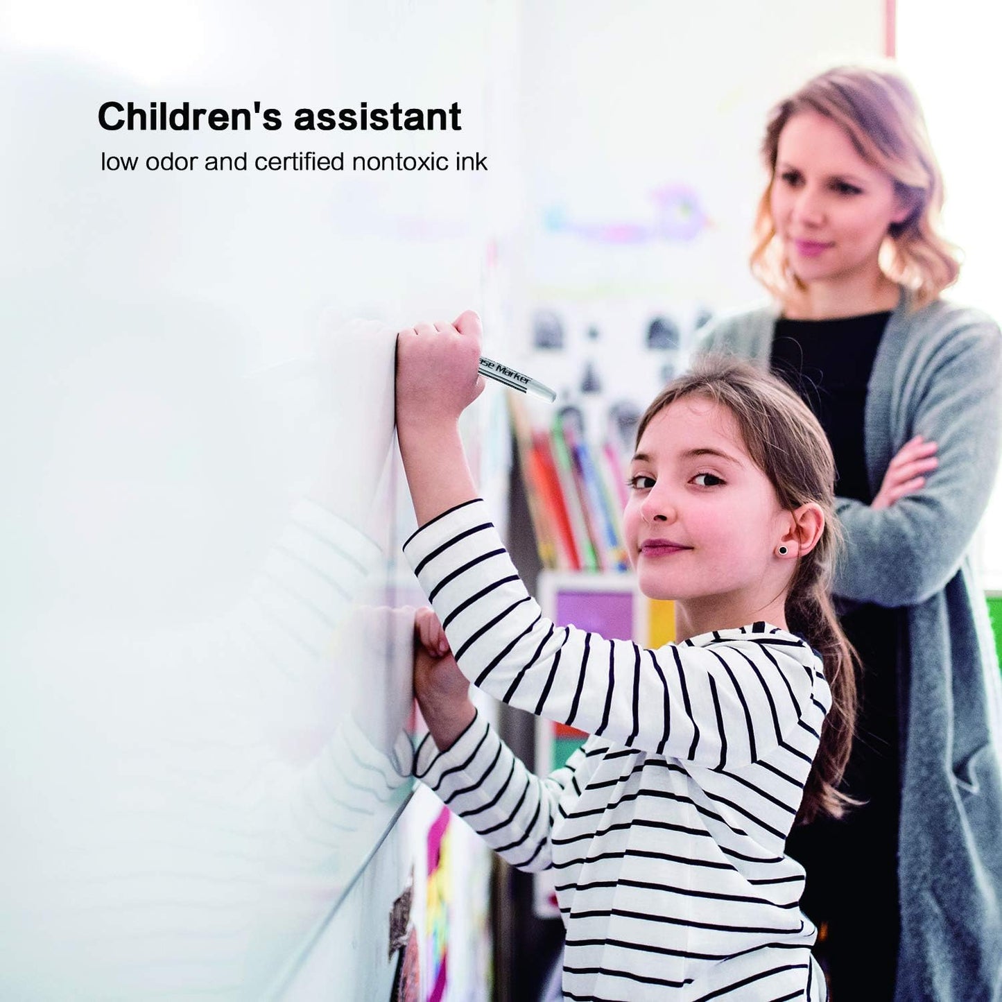 Volcanics Black Whiteboard Pens Dry Erase Marker with Low Odour Fine Tip Pack of 30