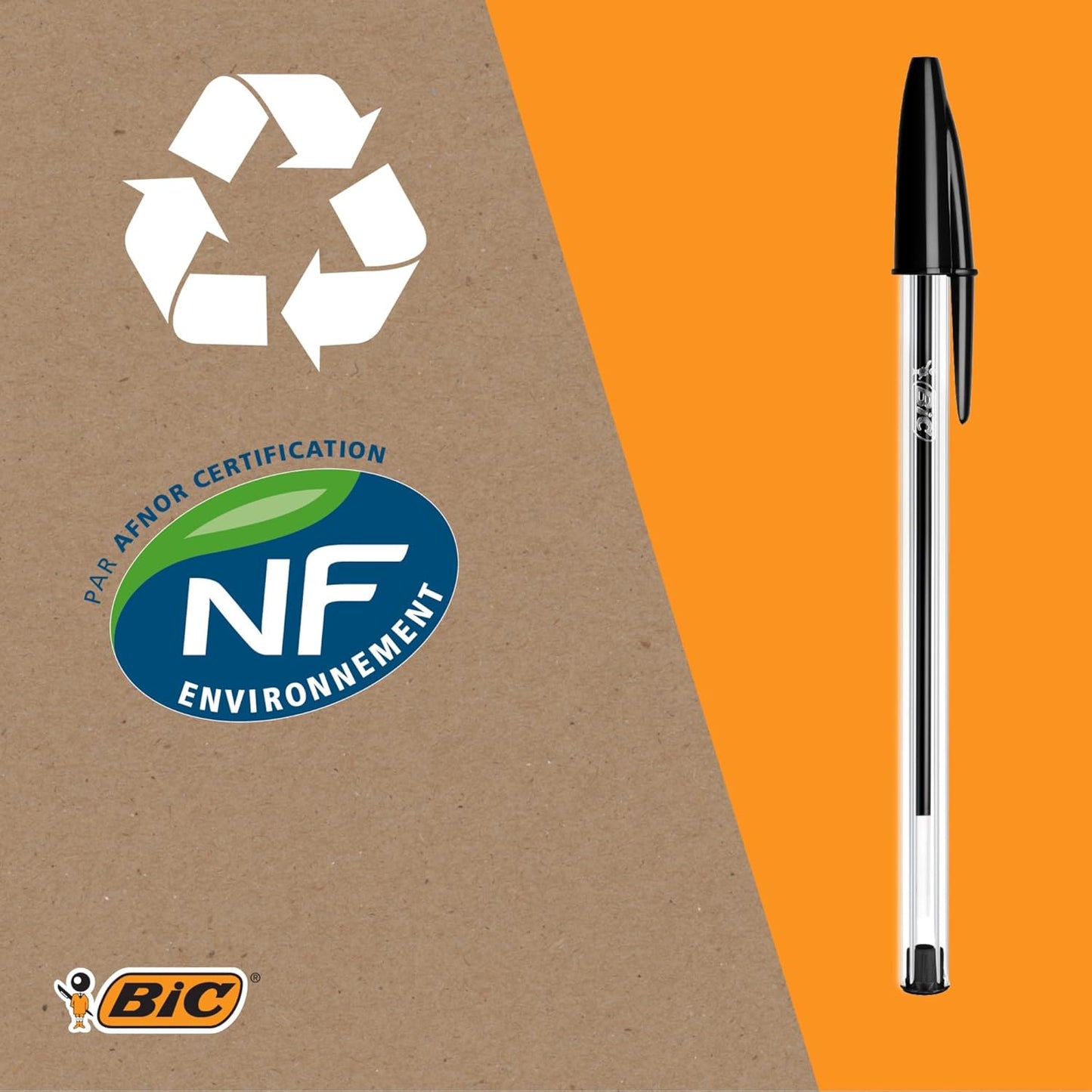 BIC Cristal Original Smudge Free Ballpoint Pens, Ideal for School, Black, Medium Point (1.0mm), Pack of 50