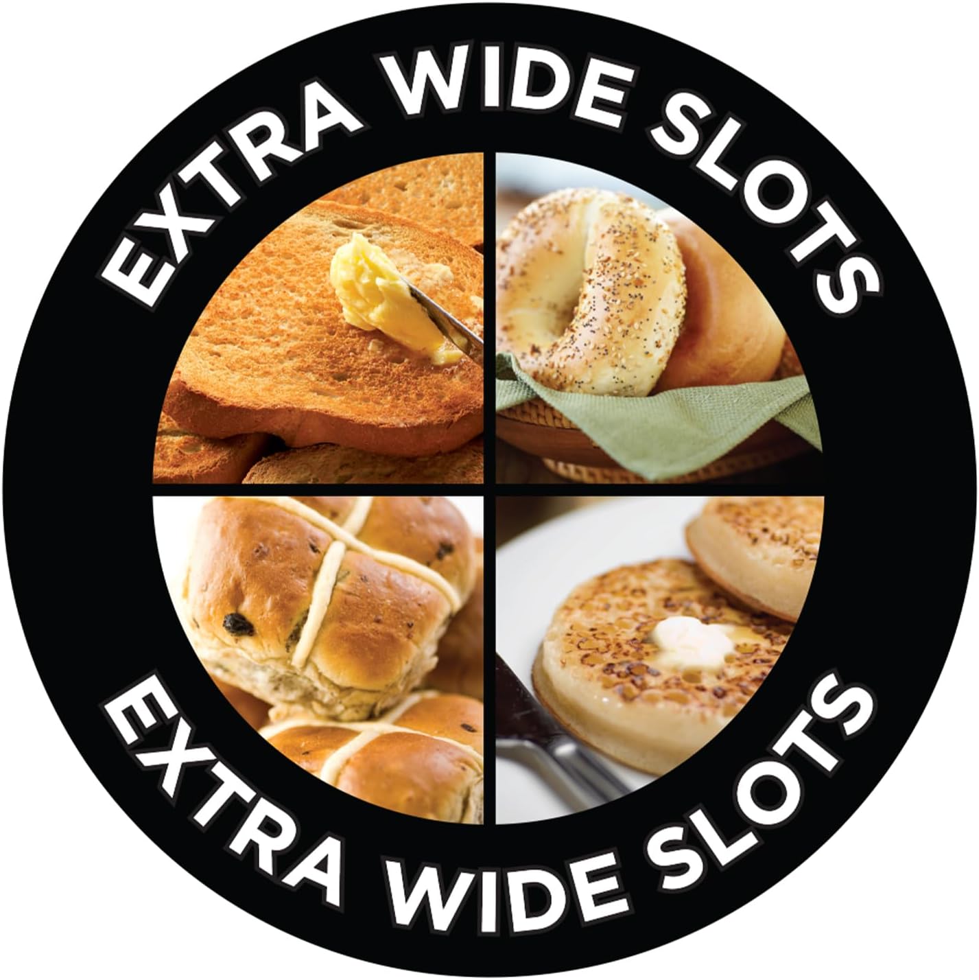 Russell Hobbs Textures 2 Slice Toaster (Extra Wide Slots, 6 Browning levels, Frozen, cancel & reheat function with indicator lights, Removable crumb tray, 850W, Black matt & high gloss finish)