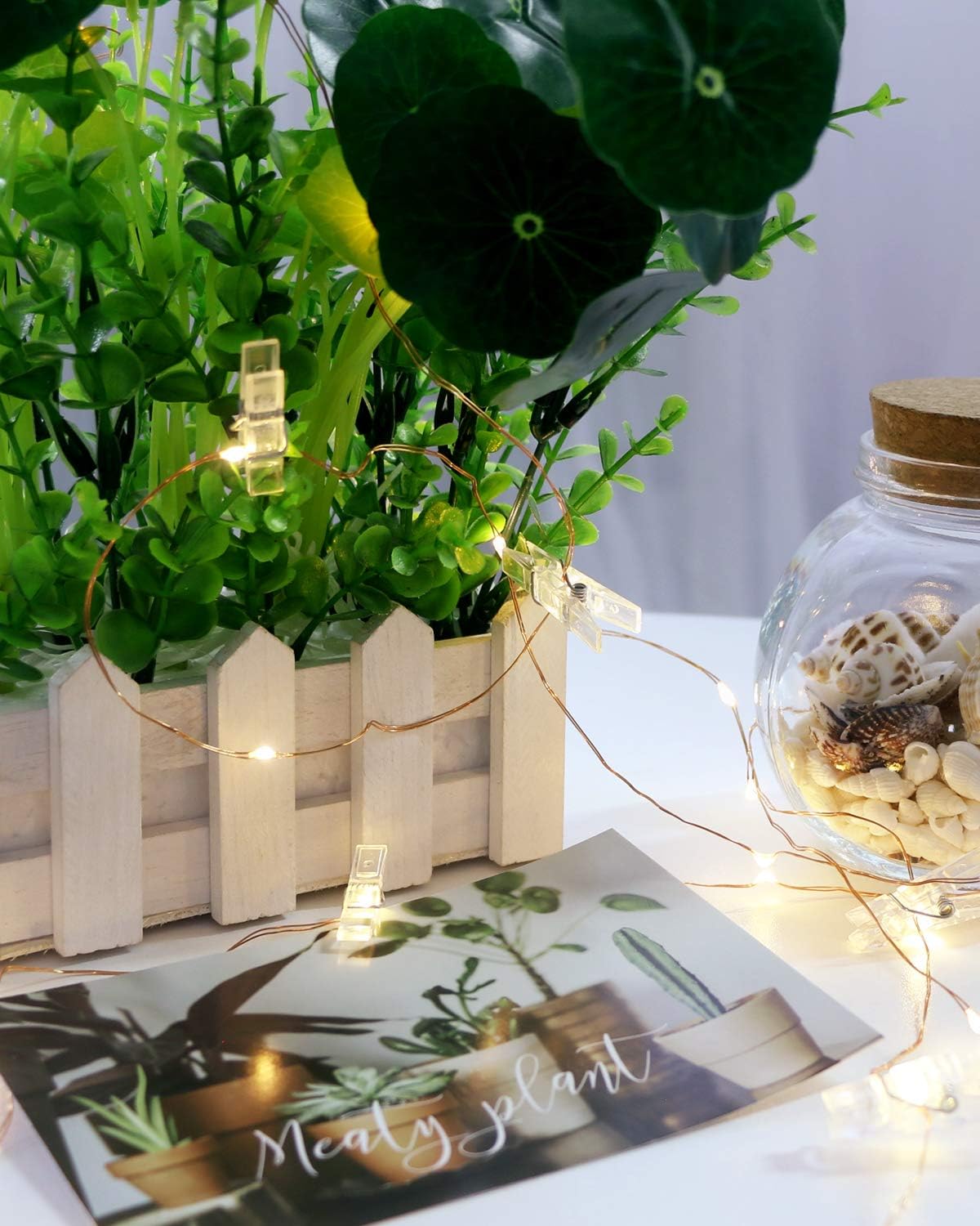 Kolpop 50LED Photo Clip String Lights, 5M Photo Peg Fairy Lights Indoor with 30 Clips Battery Powered Cooper Wire Hanging String Photo Display for Bedroom Birthday Wedding Party Christmas Decorations