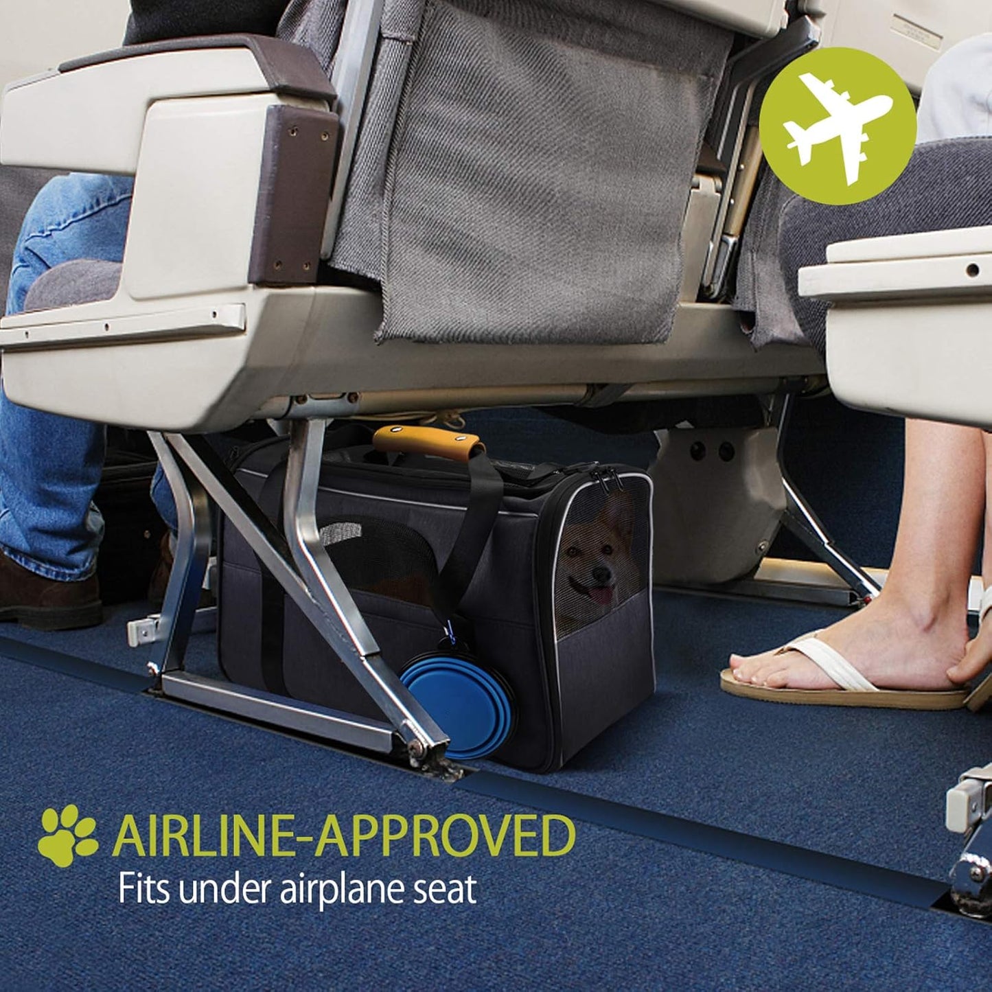 Morpilot Portable Pet Carrier Bag, Top Opening, Removable Mat and Breathable Mesh, Foldable Transport Carrier for Dogs and Cats, with Shoulder Strap and Pet Bowl, Grey