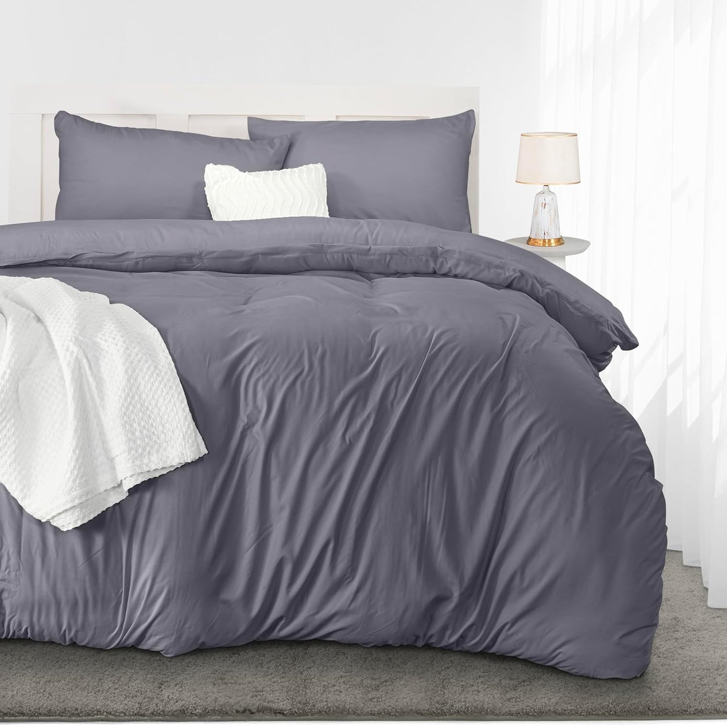 Utopia Bedding Duvet Cover Double - Soft Microfibre Polyester - Bedding Quilt Cover Set, with Pillow cases (Grey)