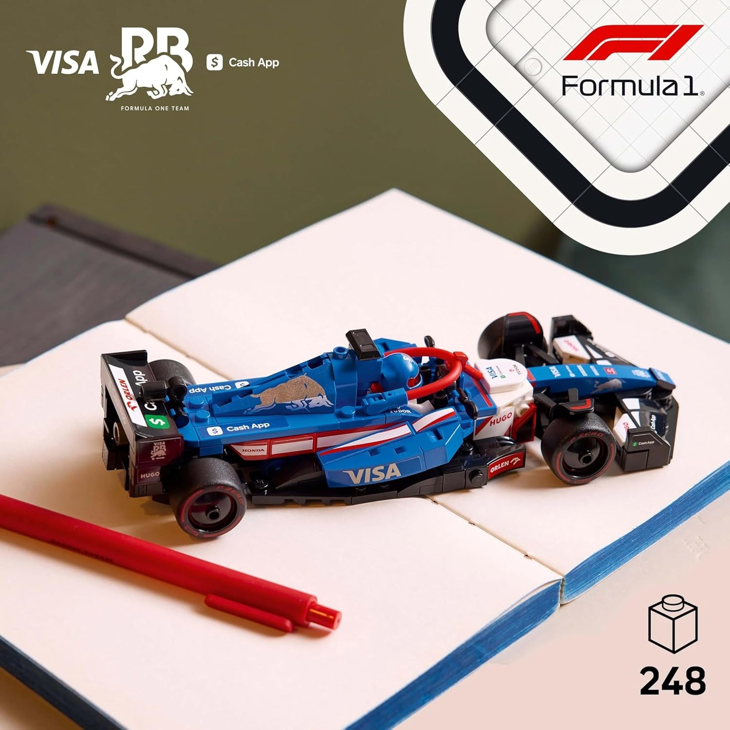 LEGO Speed Champions Visa Cash App RB VCARB 01 F1 Race Car Model Set for Adults, with a Collectible Driver Minifigure - Gift Idea for Men, Women & Teenage Motorsports Fans 77246