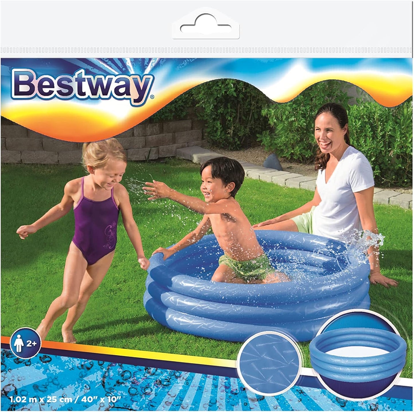 Bestway Play Paddling Pool | Inflatable Garden Pool for Toddlers and Kids, 1.02 m x 25 cm, Ages 2+, Assorted Colours