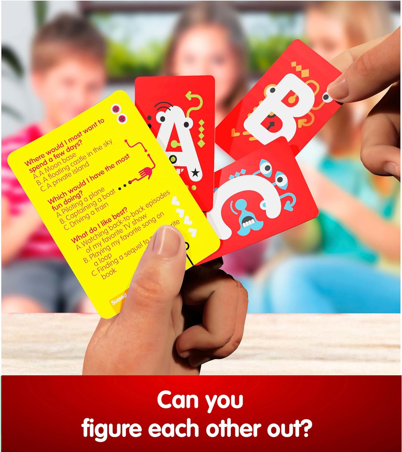 SUSSED Card Game for Kids & Adults - Guess My Wacky Answer | Travel Game for Family Holidays & Car Trips | Birthday Gift Idea | Yellow Pack