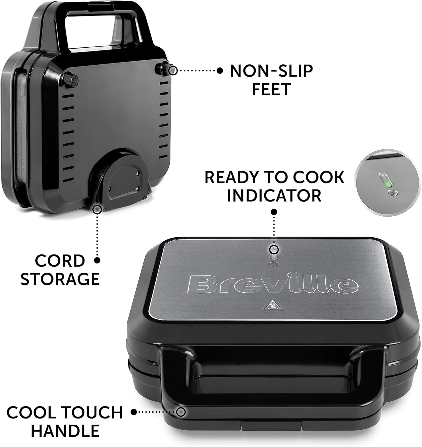 Breville 3-in-1 Ultimate Snack Maker | Deep Fill Toastie Maker, Waffle Maker & Panini Press | Removable Non-Stick Plates | Black & Stainless Steel | UK Plug